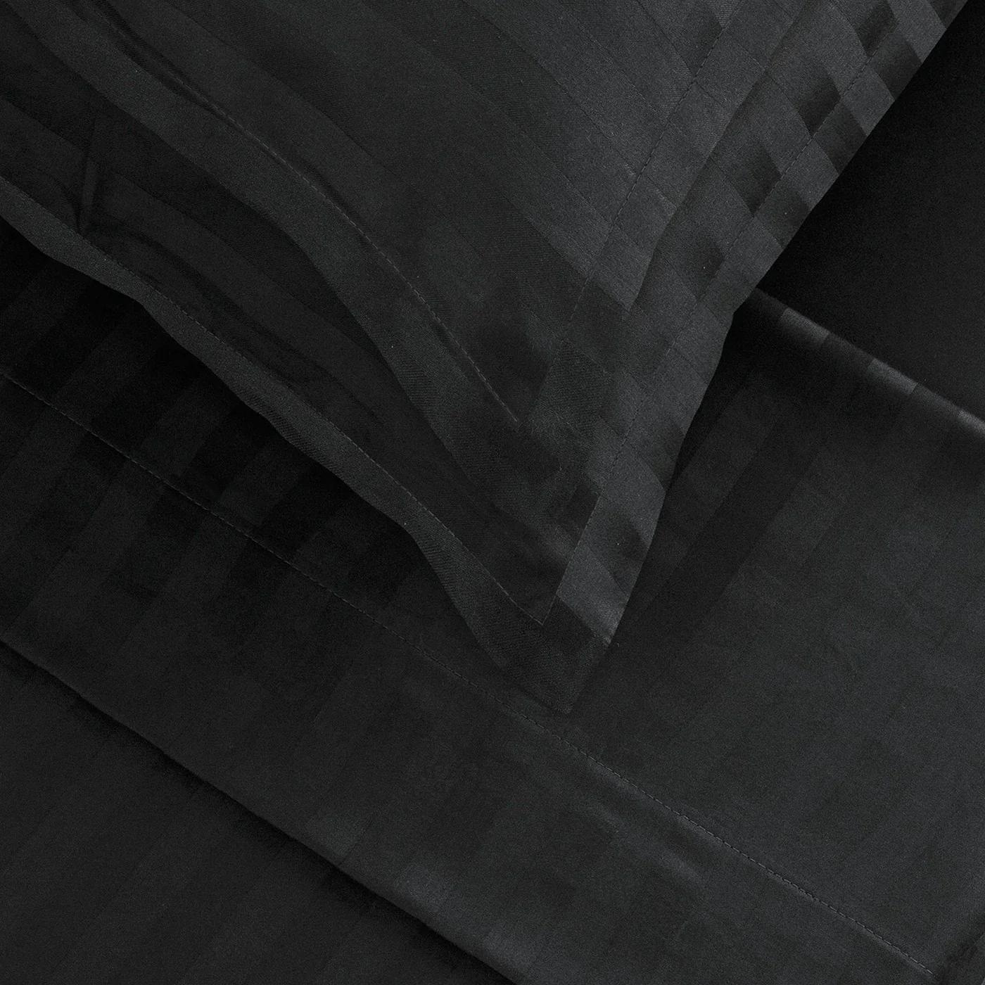 Ensemble De Draps Satin De Coton Rayure Tissé Dobby - Noir - Dobby Stripe Woven - Image 4