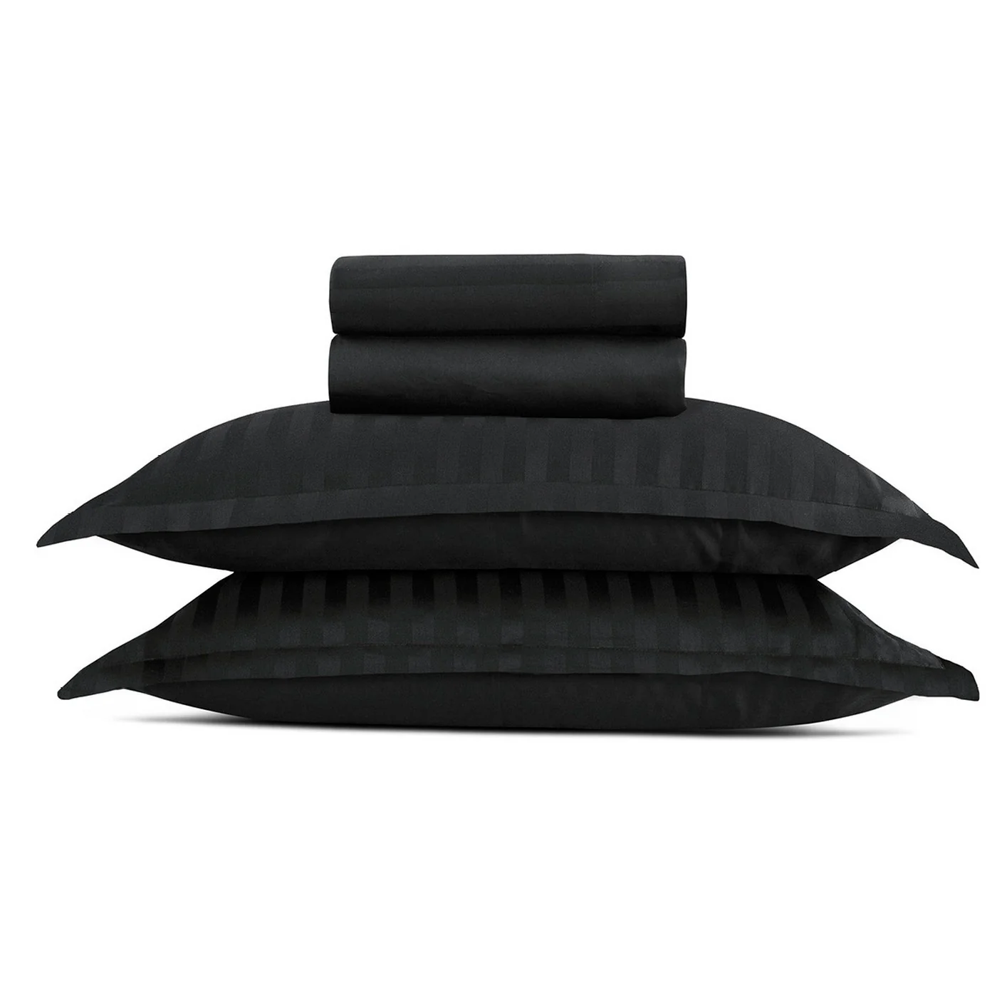 Ensemble De Draps Satin De Coton Rayure Tissé Dobby - Noir - Dobby Stripe Woven - Image 5