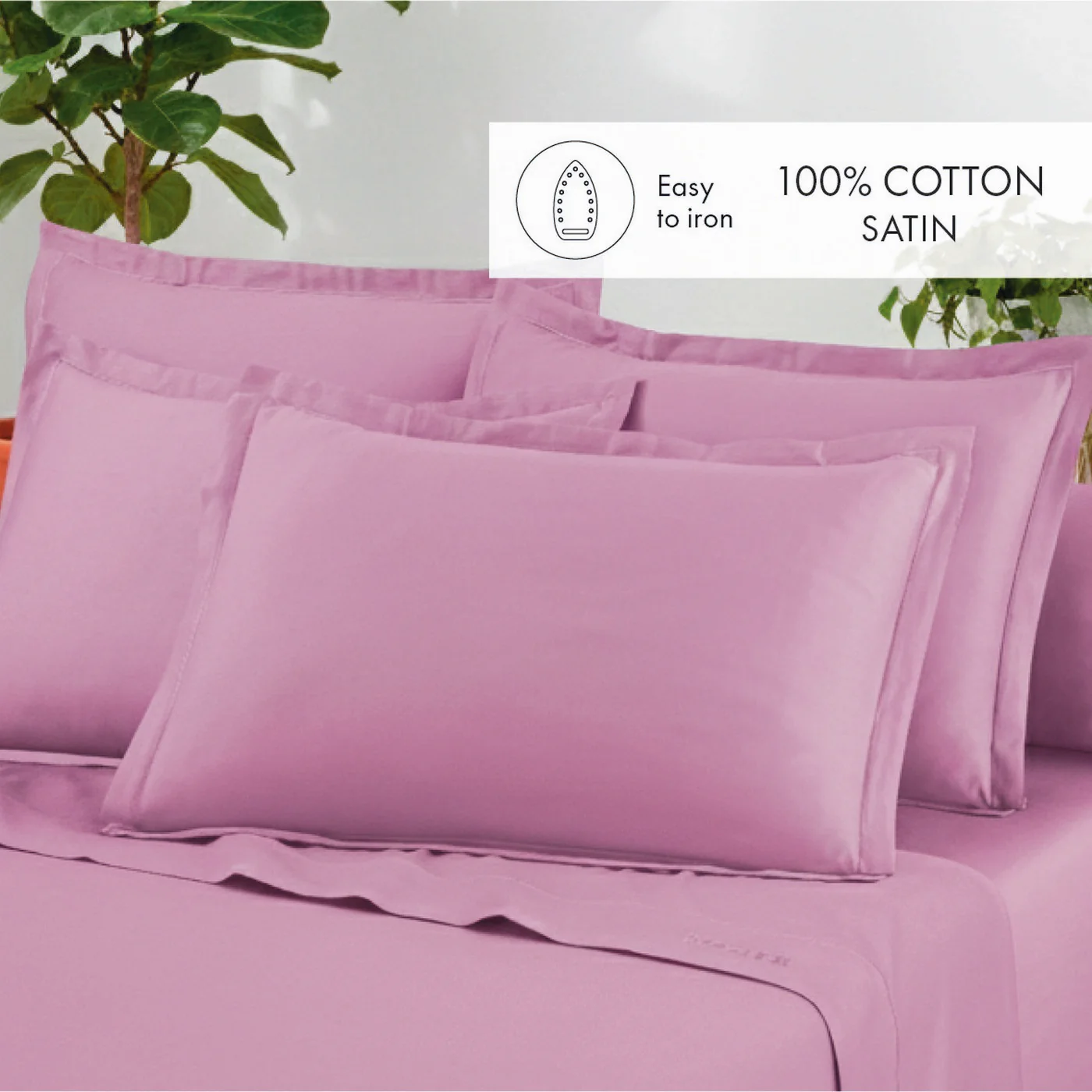 Ensemble De Draps Satin De Coton - Rose 03 - Uni 1 Baratta - Image 3