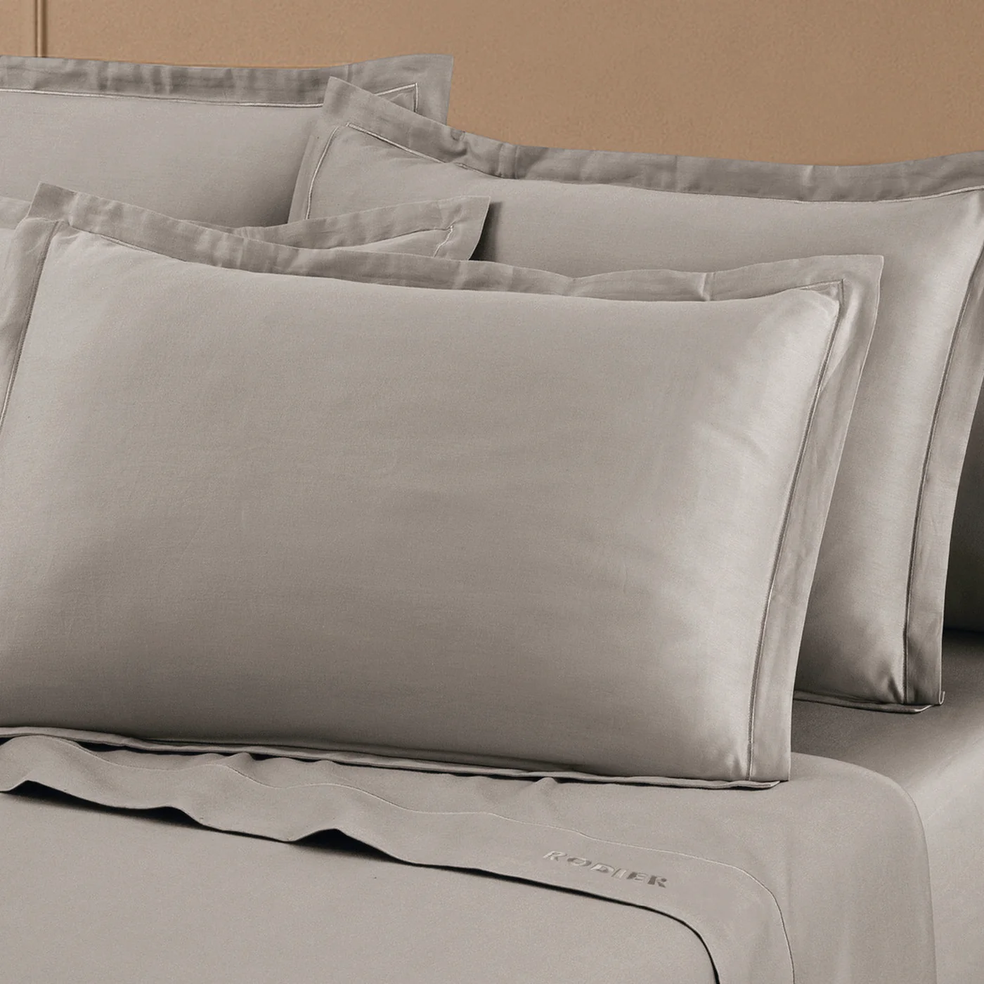 Ensemble De Draps Satin De Coton - Taupe 01 - Uni 1 Baratta - Image 5