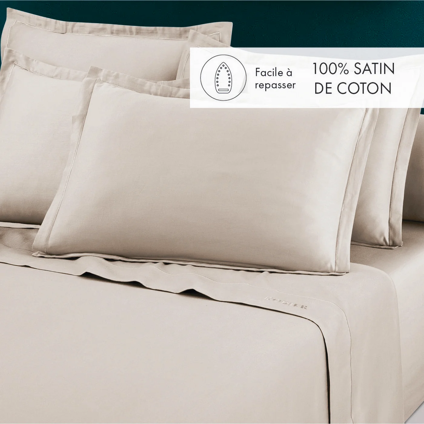 Ensemble De Draps Satin De Coton - Taupe 05 - Uni 1 Baratta - Image 3