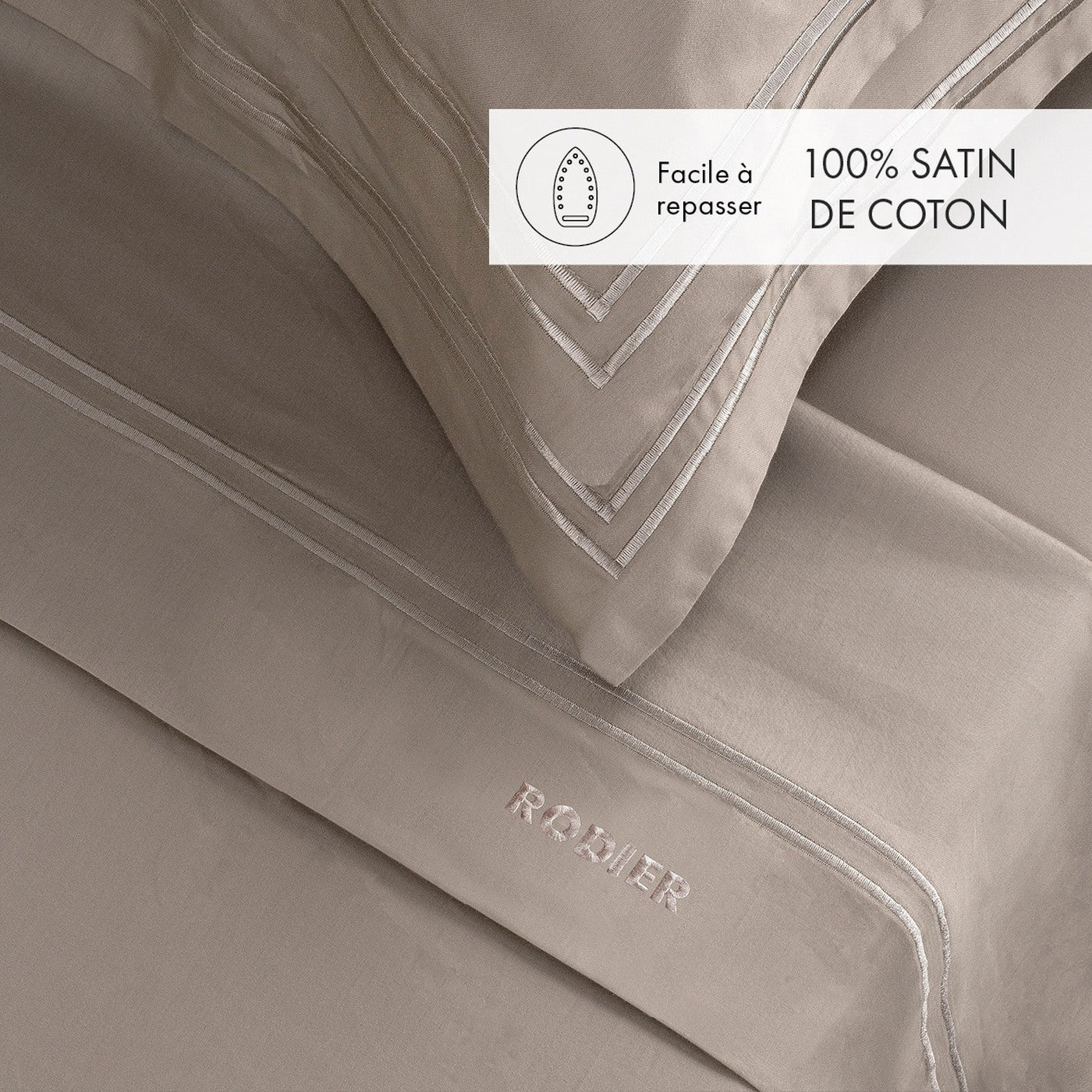 Ensemble De Draps Satin De Coton - Taupe / Taupe - Nice - Image 2