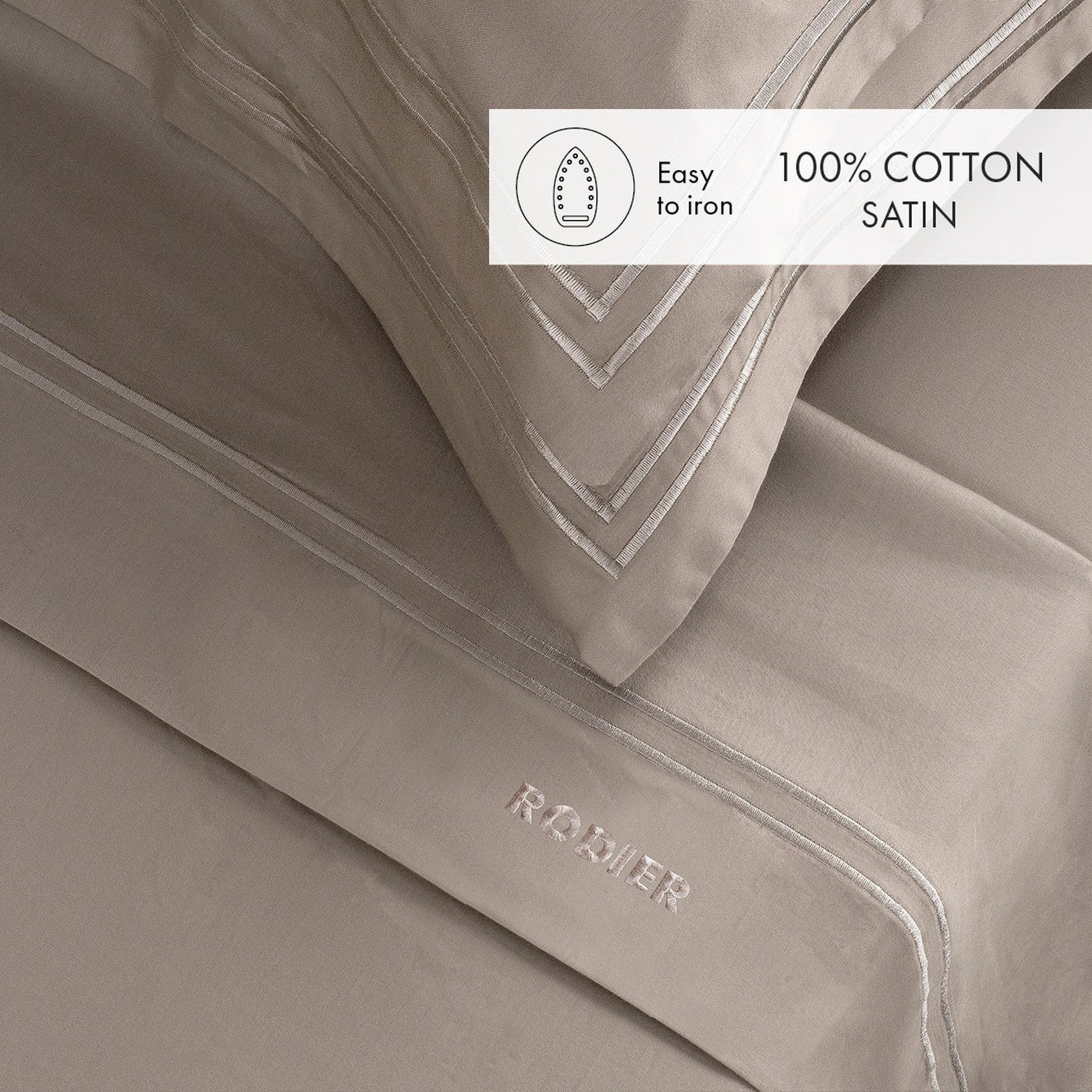 Ensemble De Draps Satin De Coton - Taupe / Taupe - Nice - Image 3