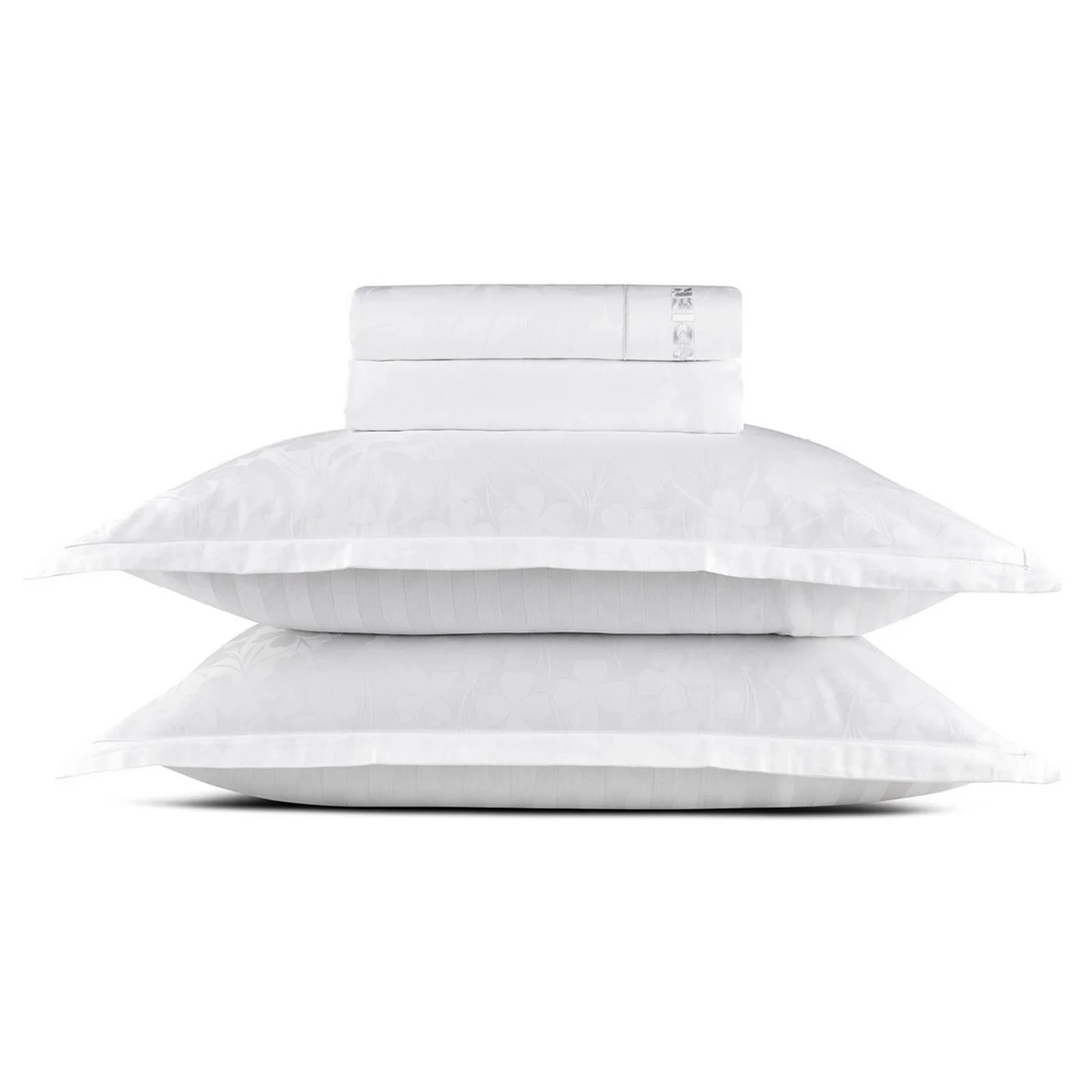 Ensemble De Draps Satin De Coton Tissé Jacquard - Blanc - Petit Chêne - Image 5
