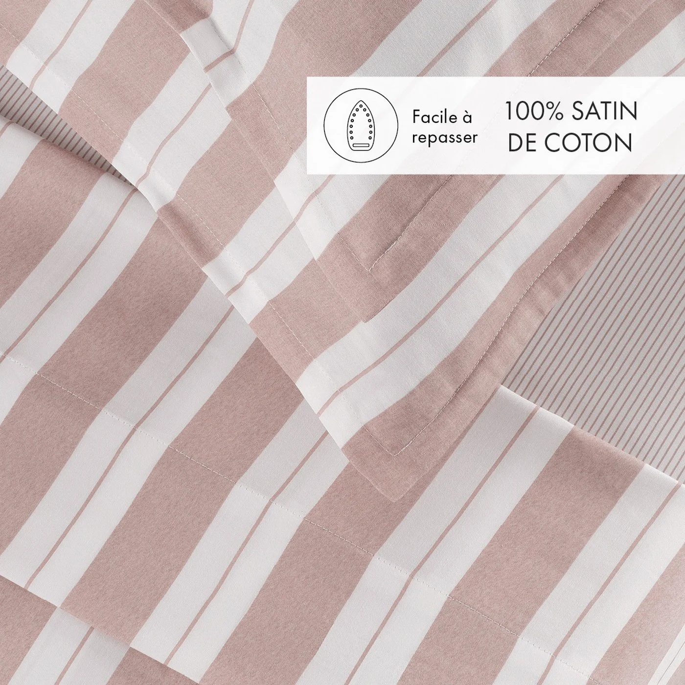 Ensemble De Draps Satin De Coton - Vieux Rose - Noémie - Image 3