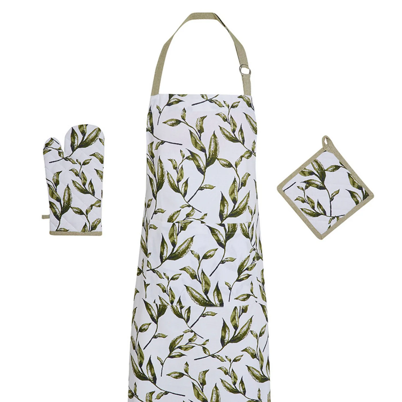 Ensemble Tablier, Gant De Cuisine Et Manique - Coton - Blanc - Image 7