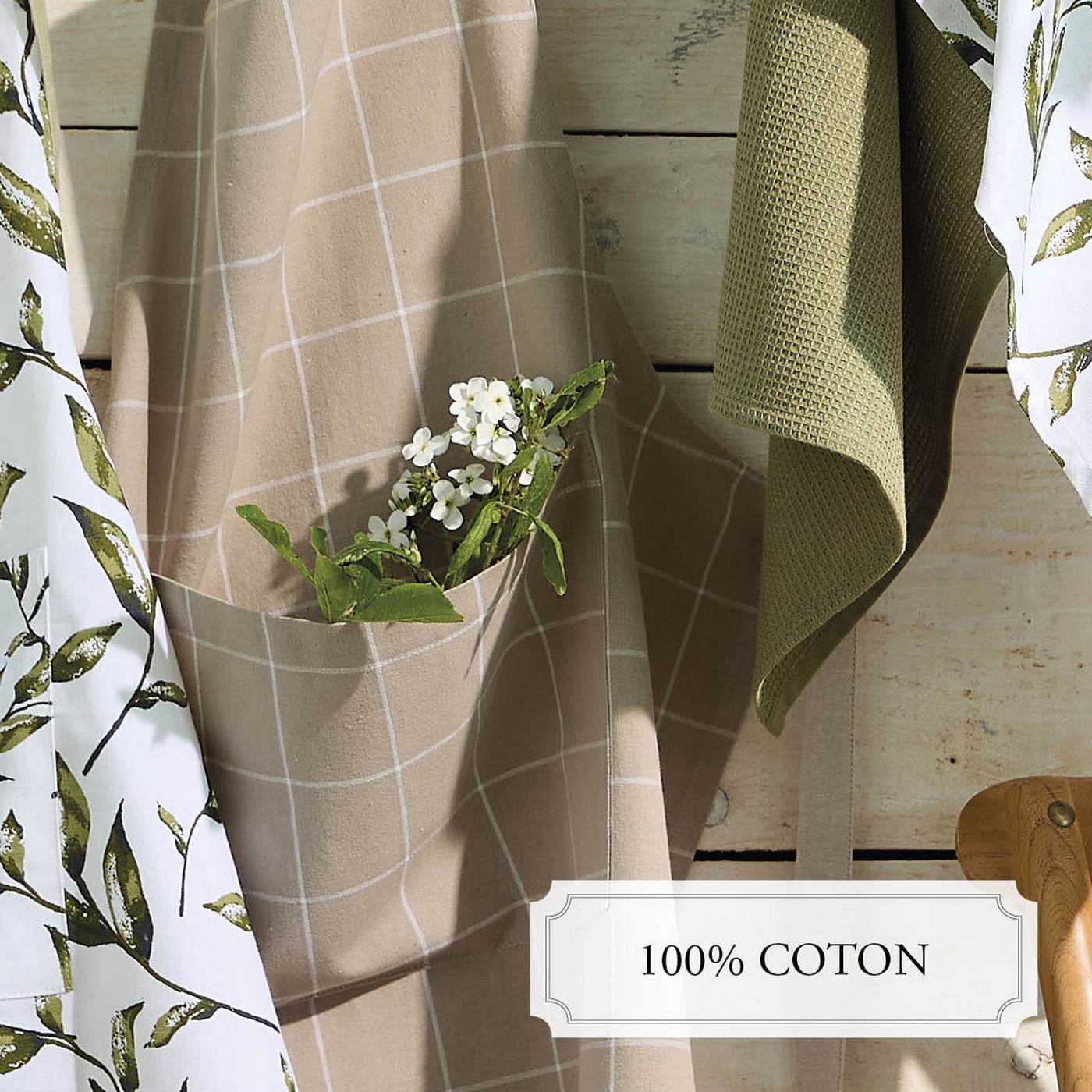 Ensemble Tablier, Gant De Cuisine Et Manique - Taupe - - Image 4