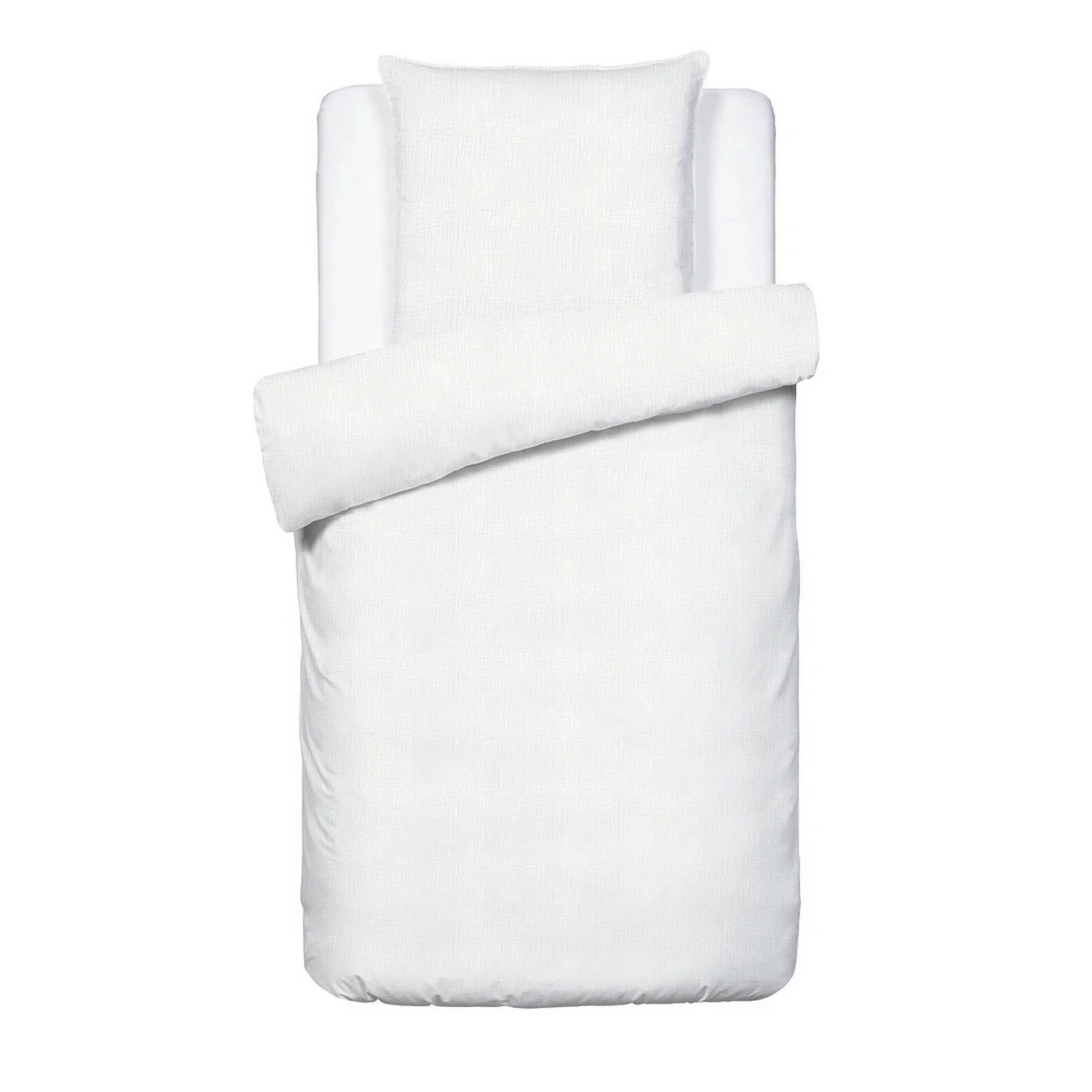 Housse De Couette + Taies D'Oreiller Bébé Gaze De Coton - Blanc 02 - Uni - Image 2