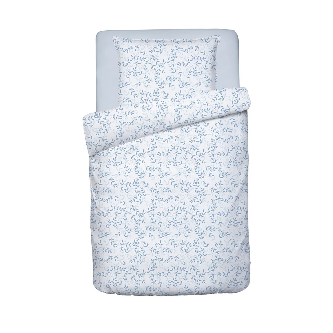 Housse De Couette + Taies D'Oreiller Bébé Satin De Coton - Blanc - Freya - Image 5