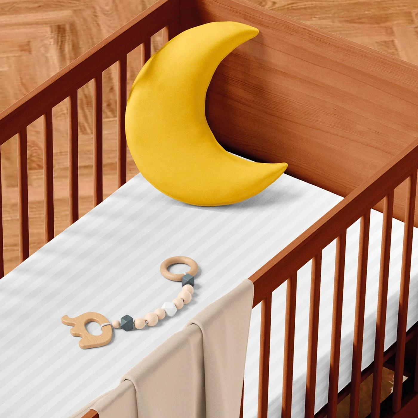 Housse De Couette + Taies D'Oreiller Bébé Satin De Coton Rayure Tissé Dobby - Blanc - Dobby Stripe Woven - Image 4