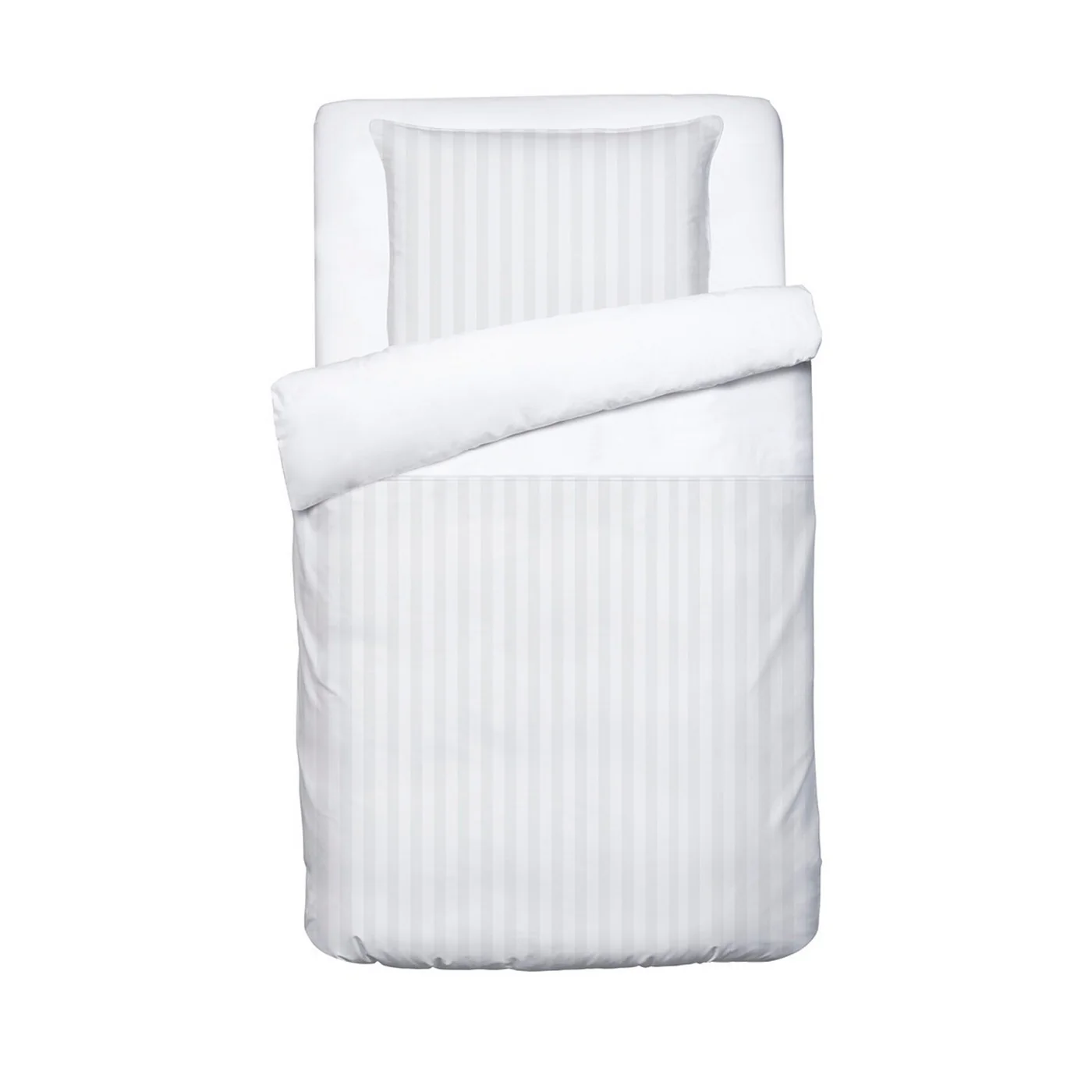 Housse De Couette + Taies D'Oreiller Bébé Satin De Coton Rayure Tissé Dobby - Blanc - Dobby Stripe Woven - Image 5