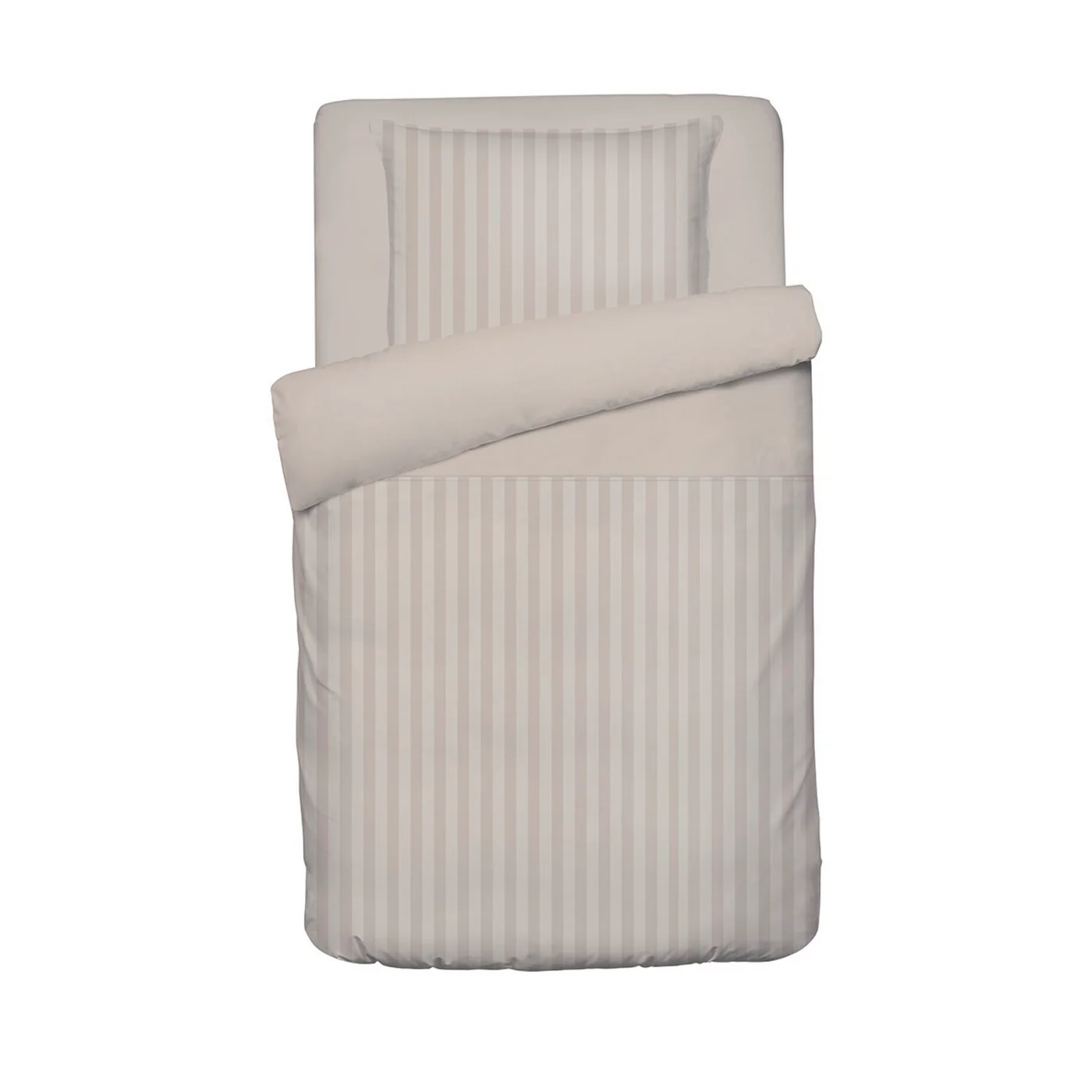 Housse De Couette + Taies D'Oreiller Bébé Satin De Coton Rayure Tissé Dobby - Taupe - Dobby Stripe Woven - Image 5