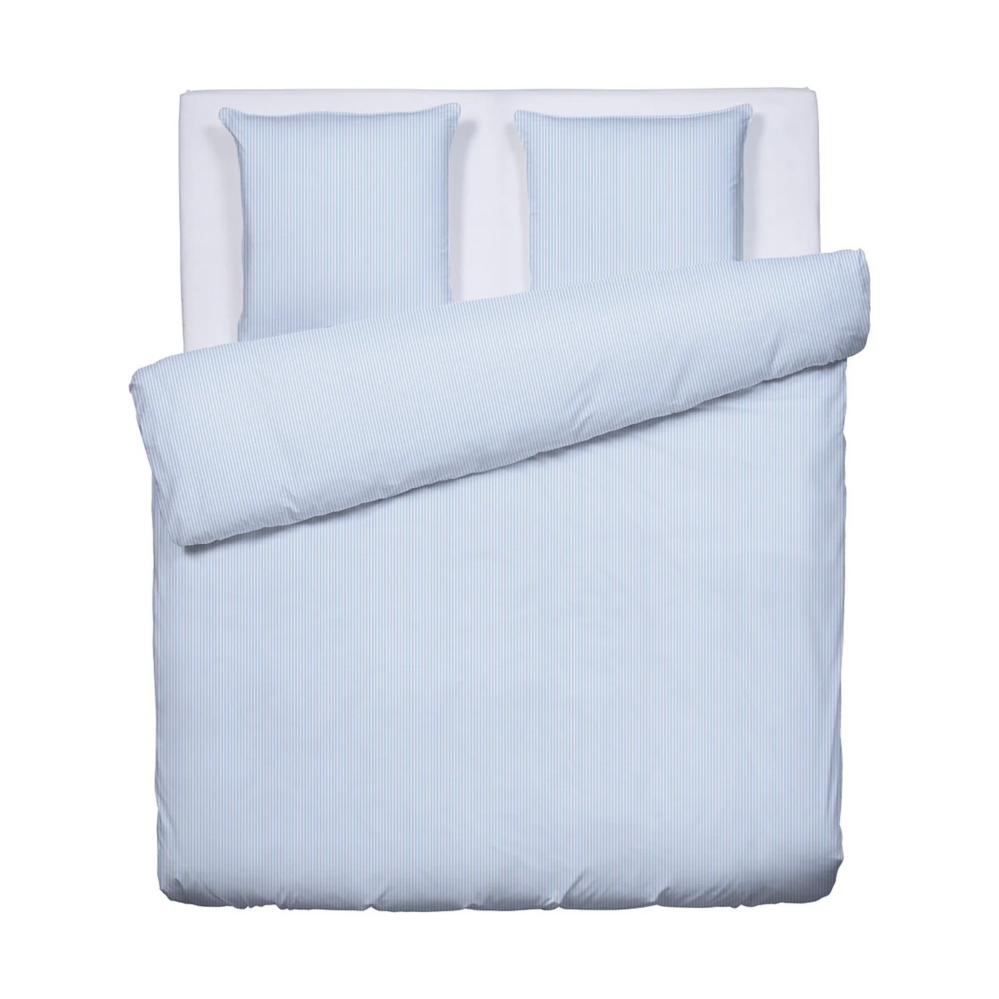 Housse De Couette + Taies D'Oreiller Coton Percale - Bleu Clair - Nantes - Image 5