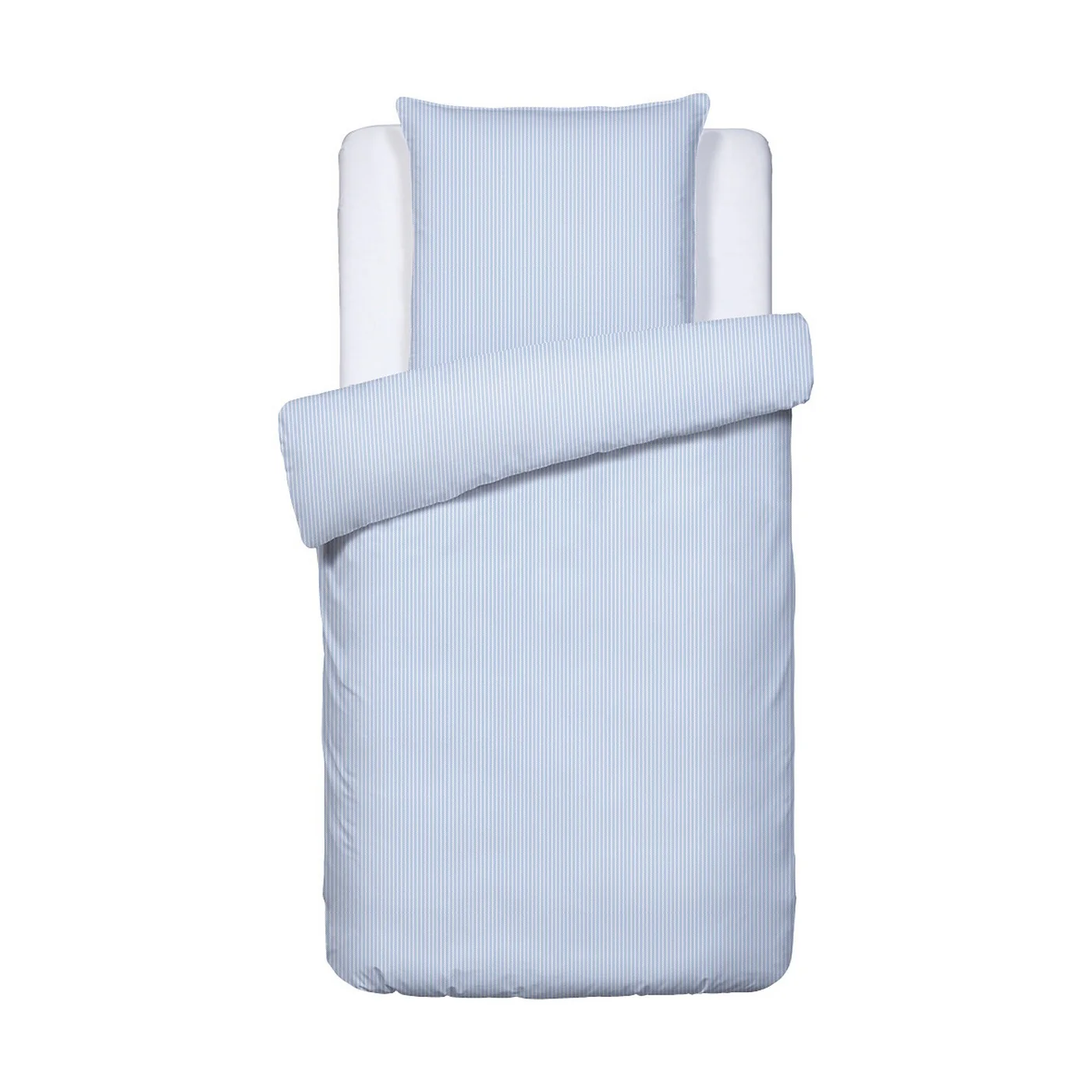 Housse De Couette + Taies D'Oreiller Coton Percale - Bleu Clair - Nantes - Image 6