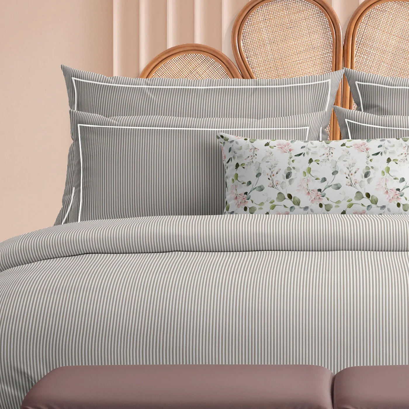 Housse De Couette + Taies D'Oreiller Coton Percale - Taupe - Nantes - Image 7