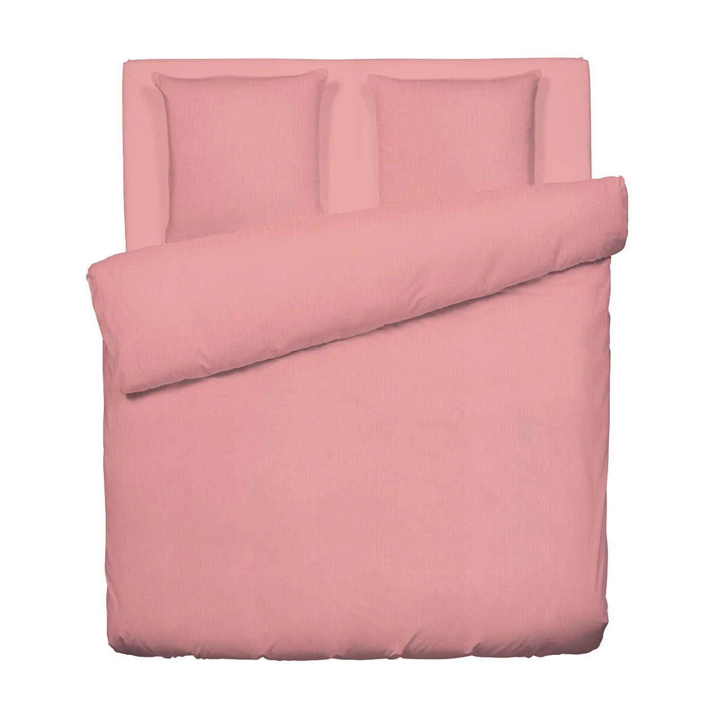 Housse De Couette + Taies D'Oreiller Gaze De Coton - Rose 06 - Uni - Image 5