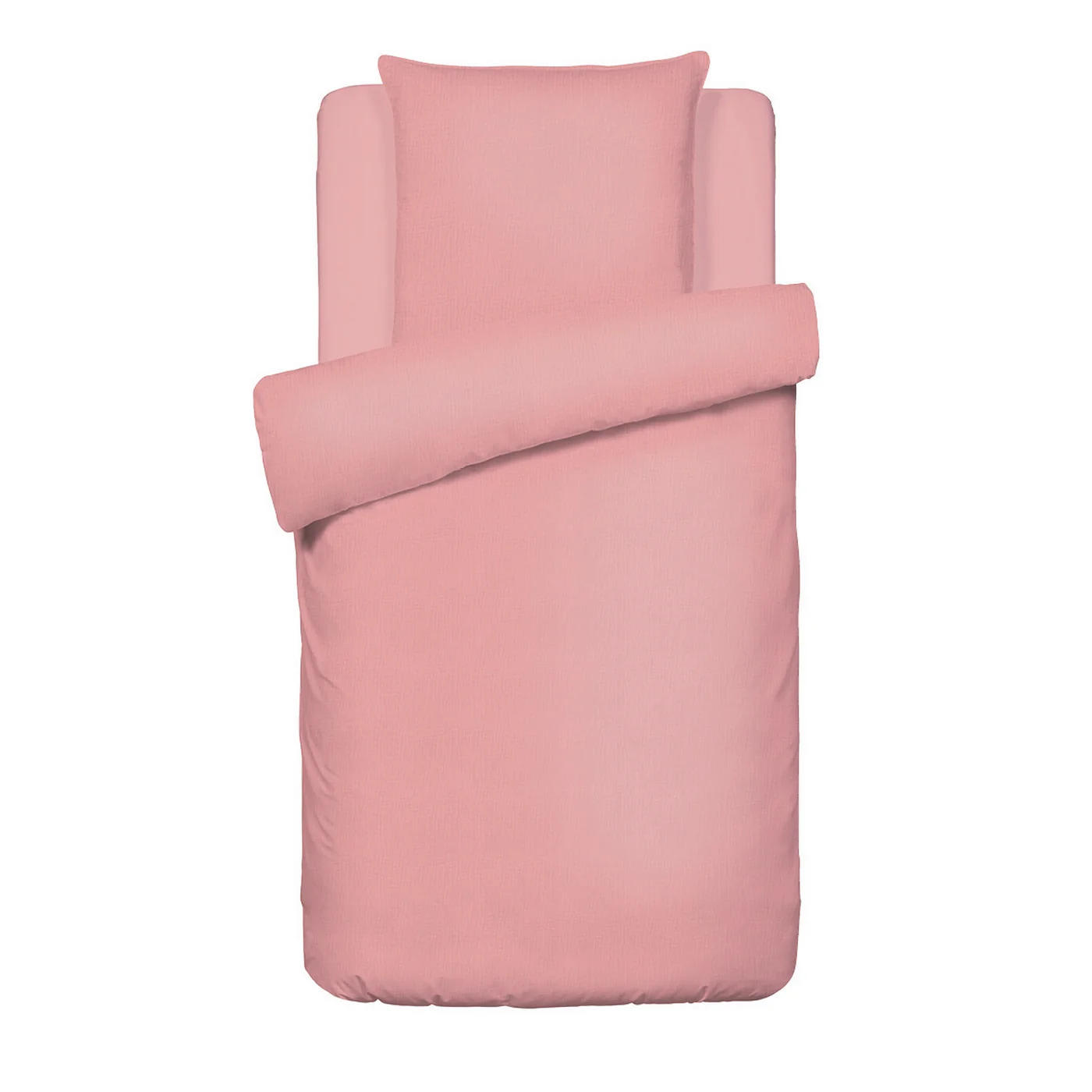 Housse De Couette + Taies D'Oreiller Gaze De Coton - Rose 06 - Uni - Image 7