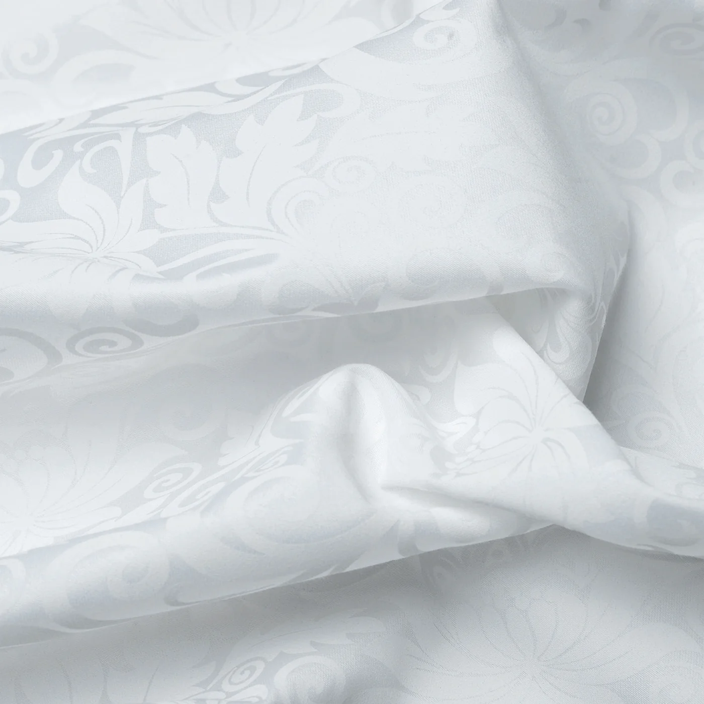 Housse De Couette + Taies D'Oreiller Jacquard Imprimé Satin De Coton - Blanc - Fleur Enchantée - Image 4