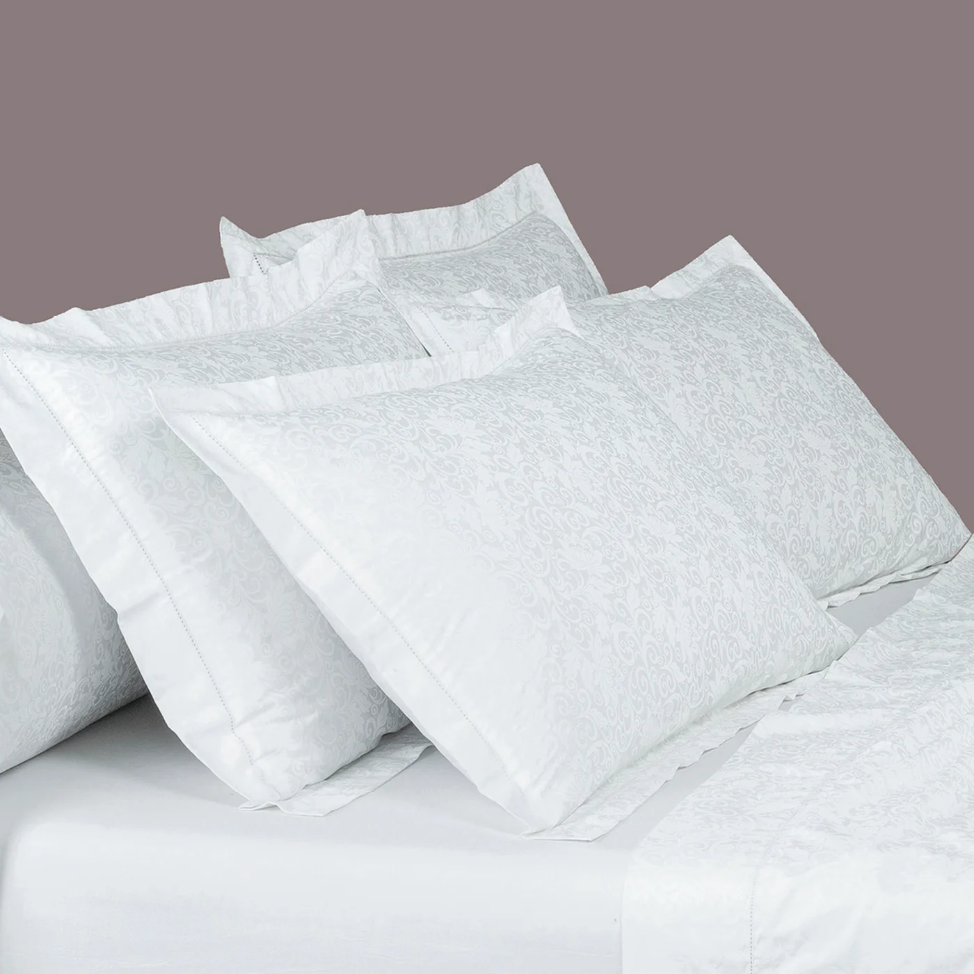 Housse De Couette + Taies D'Oreiller Jacquard Imprimé Satin De Coton - Blanc - Fleur Enchantée - Image 5