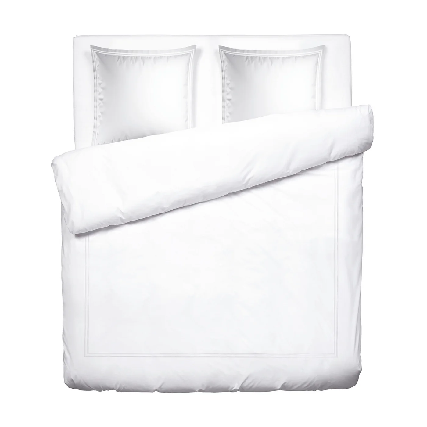 Housse De Couette + Taies D'Oreiller Satin De Coton - Blanc / Blanc - Nice - Image 2