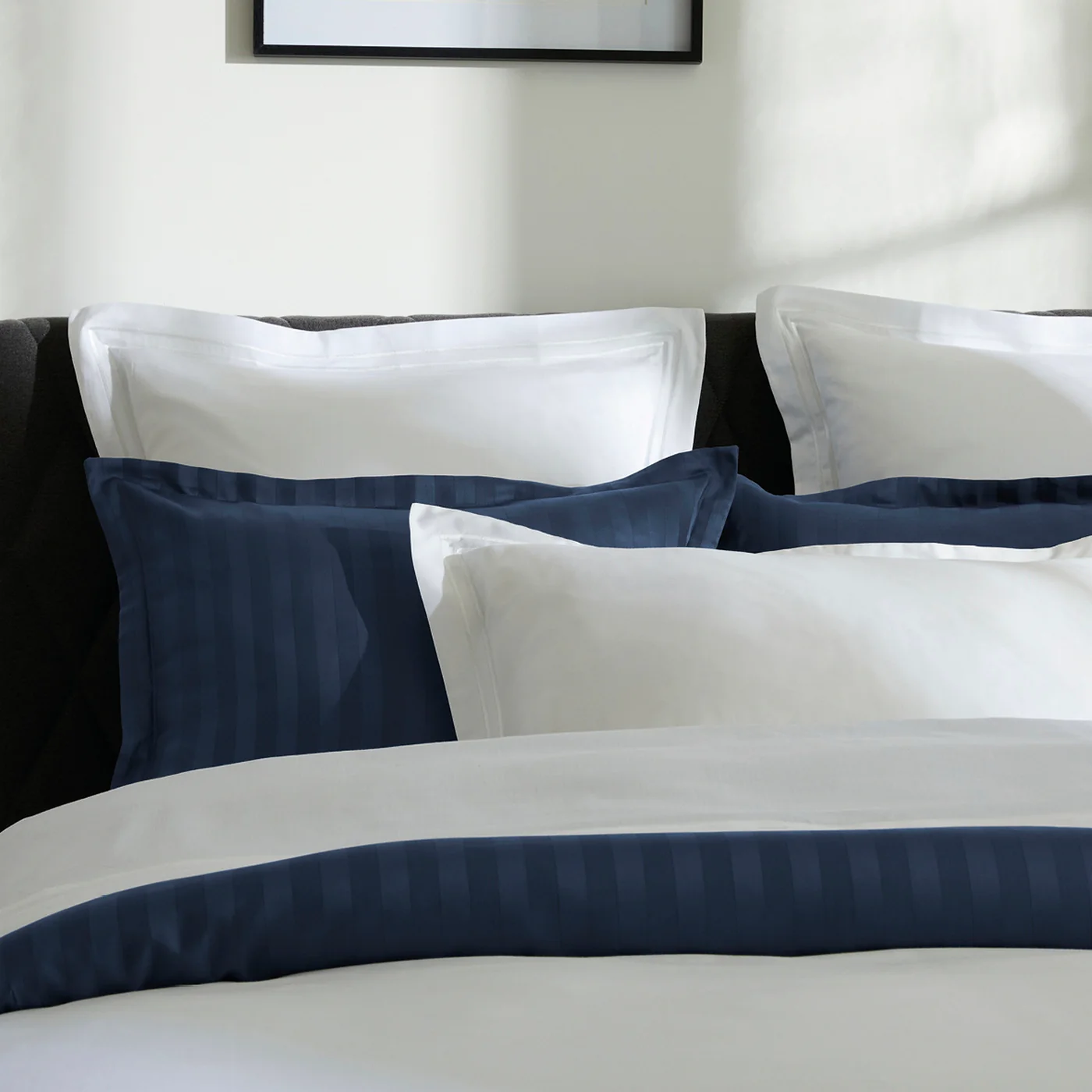 Housse De Couette + Taies D'Oreiller Satin De Coton - Blanc / Blanc - Nice - Image 6
