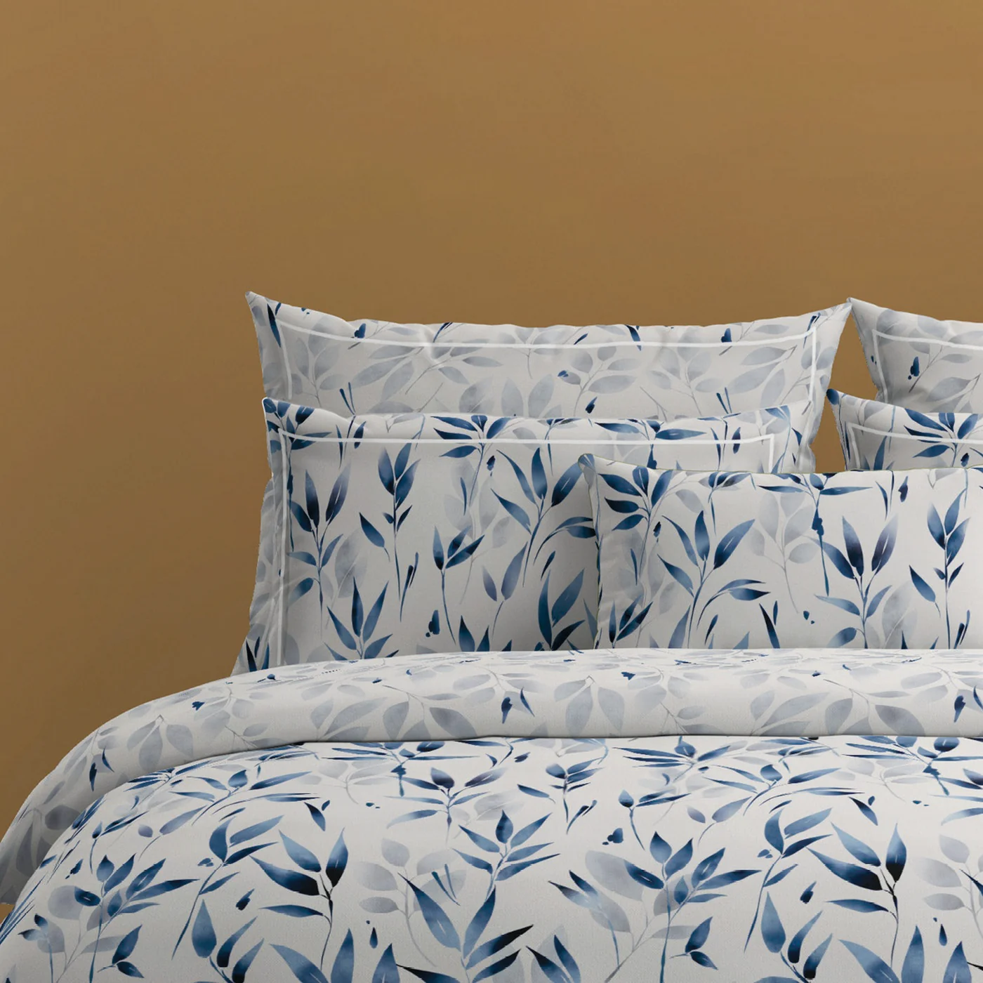 Housse De Couette + Taies D'Oreiller Satin De Coton - Blanc - Eclat Bleu - Image 4