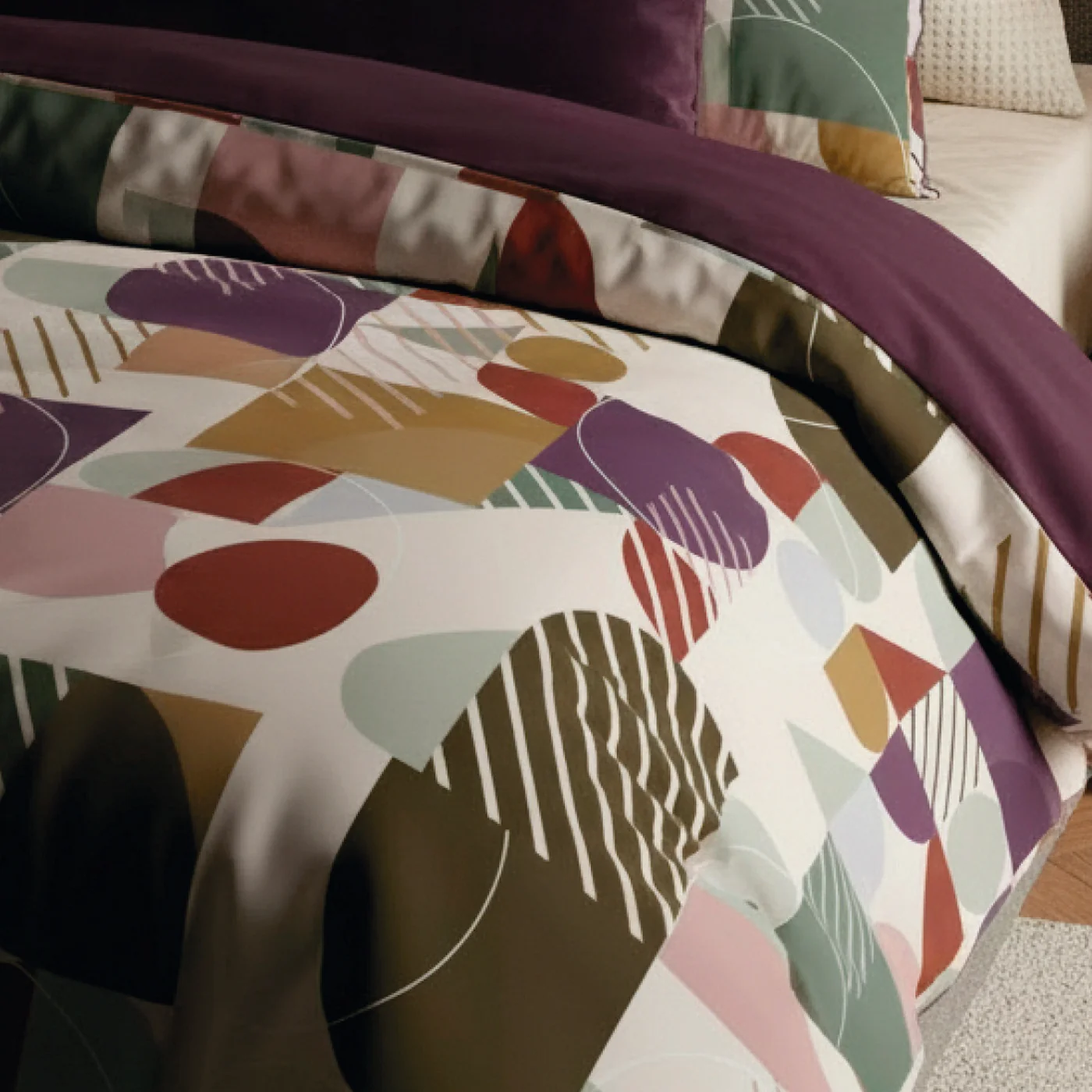 Housse De Couette + Taies D'Oreiller Satin De Coton - Blanc - Modul'Art - Image 4
