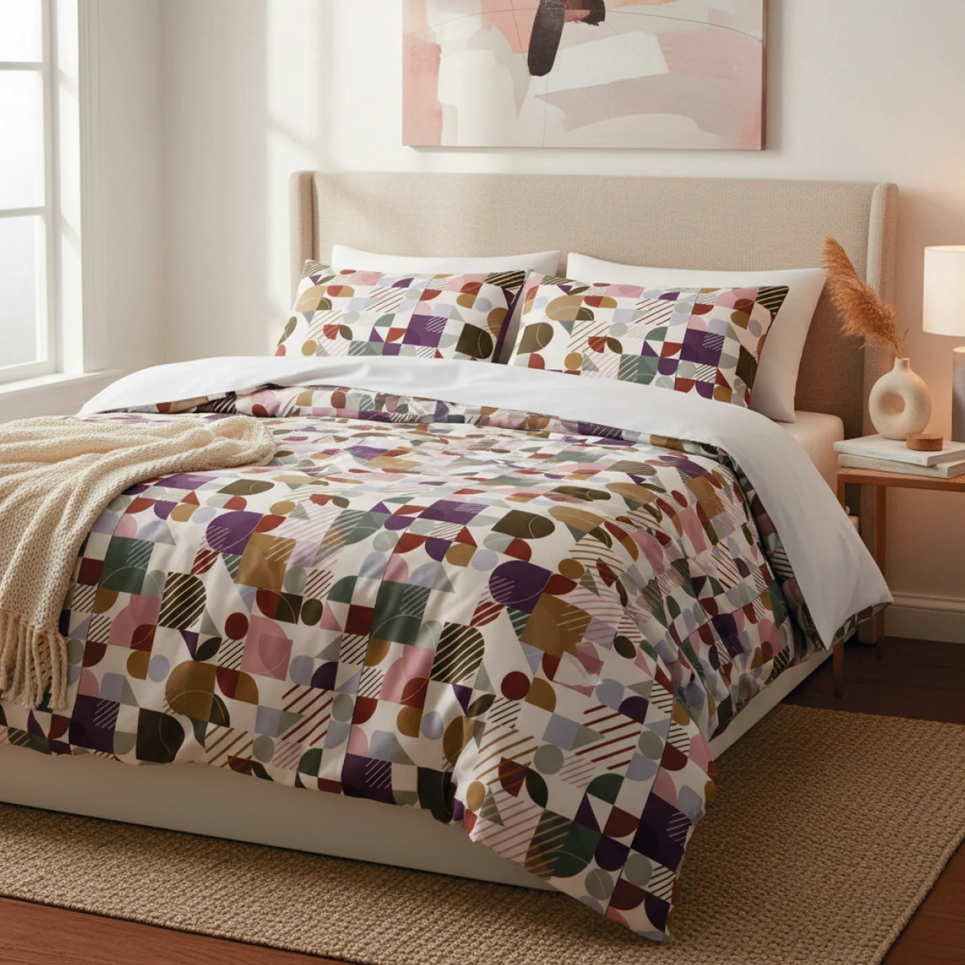 Housse De Couette + Taies D'Oreiller Satin De Coton - Blanc - Modul'Art - Image 5