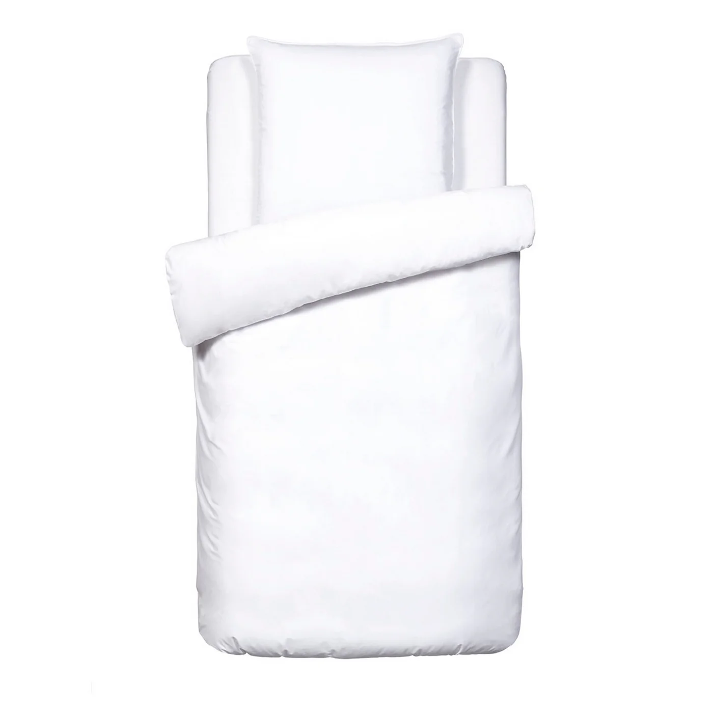 Housse De Couette + Taies D'Oreiller Satin De Coton - Blanc - Uni - Image 2