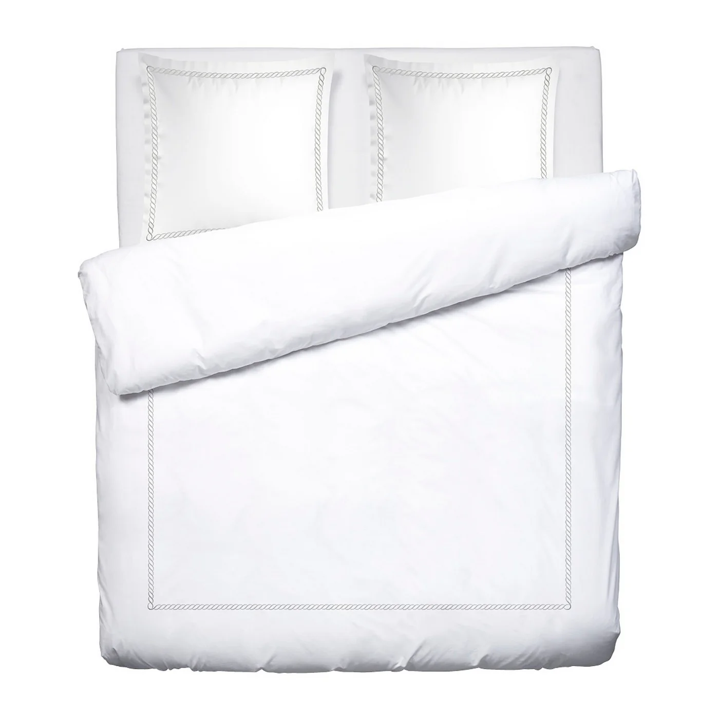 Housse De Couette + Taies D'Oreiller Satin De Coton - Gris / Blanc - Eclat De Perle - Image 5