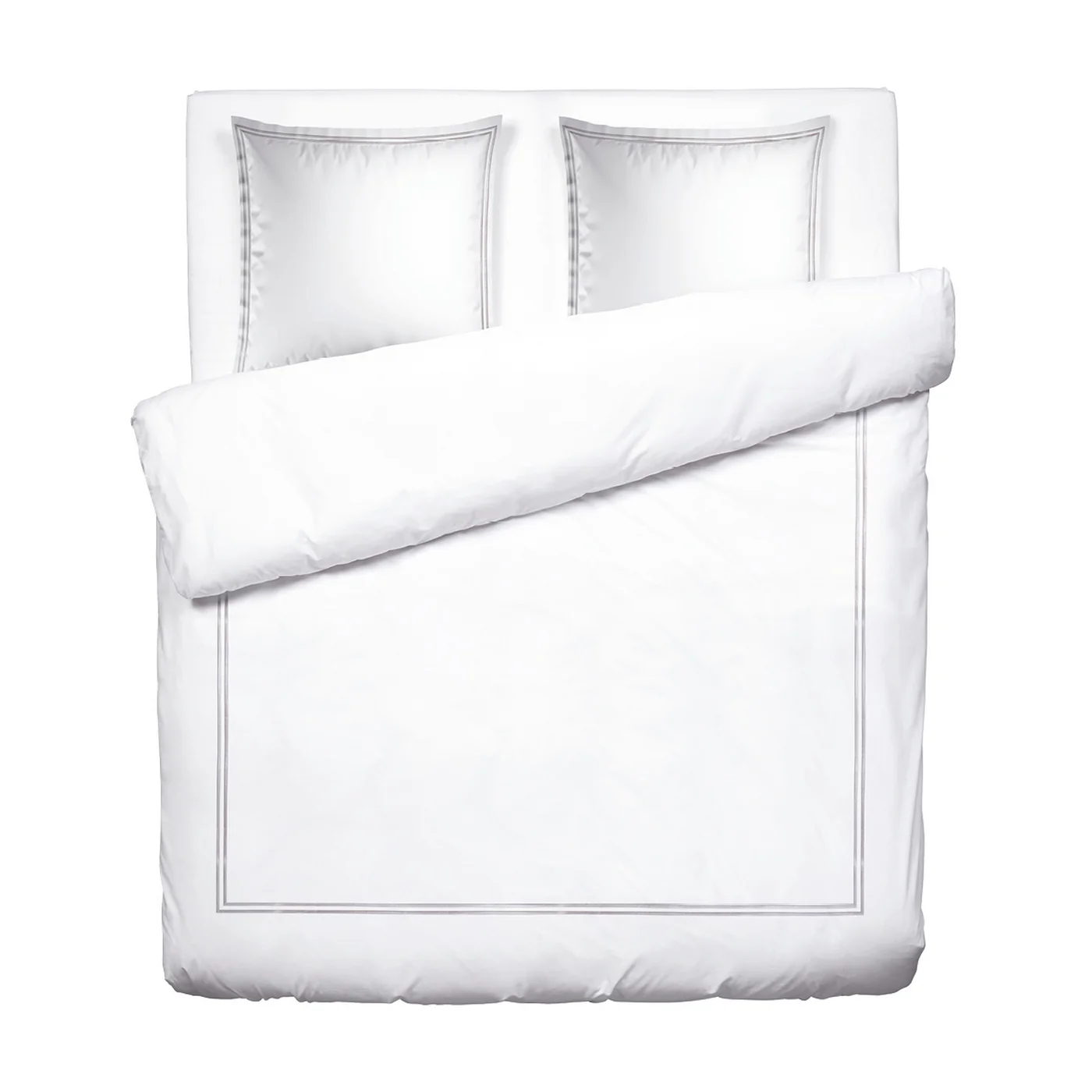 Housse De Couette + Taies D'Oreiller Satin De Coton - Gris / Blanc - Nice - Image 6