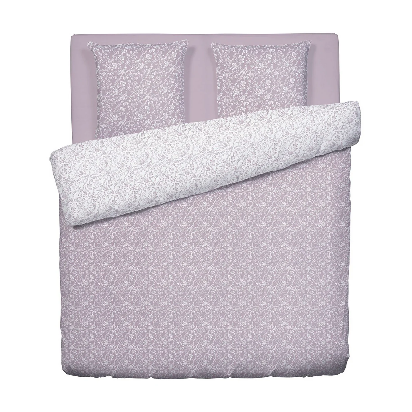 Housse De Couette + Taies D'Oreiller Satin De Coton - Lavande - Parterre De Roses - Image 5
