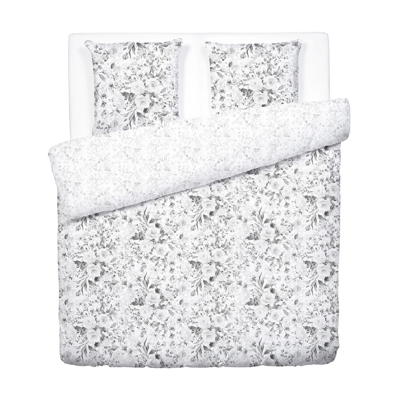 Housse De Couette + Taies D'Oreiller Satin De Coton - Noir / Blanc - Roseraie - Image 6