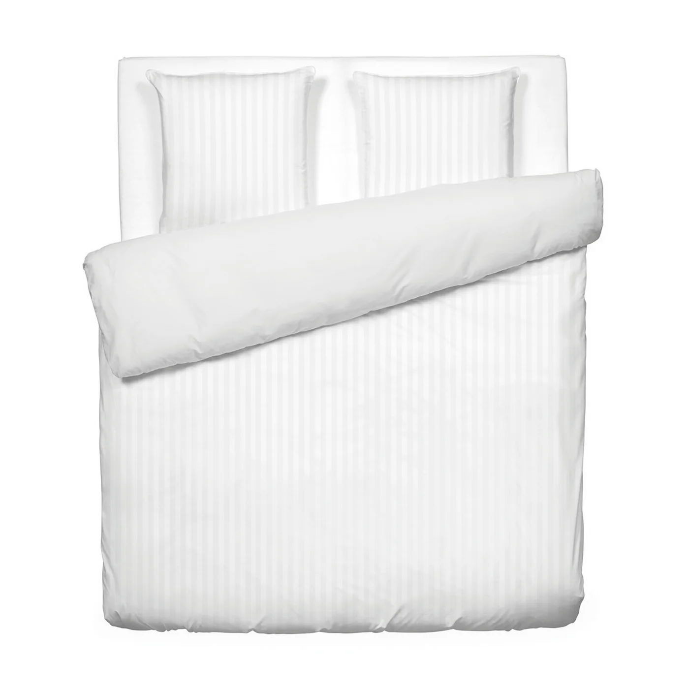 Housse De Couette + Taies D'Oreiller Satin De Coton Rayure Tissé Dobby - Blanc - Dobby Stripe Woven - Image 5