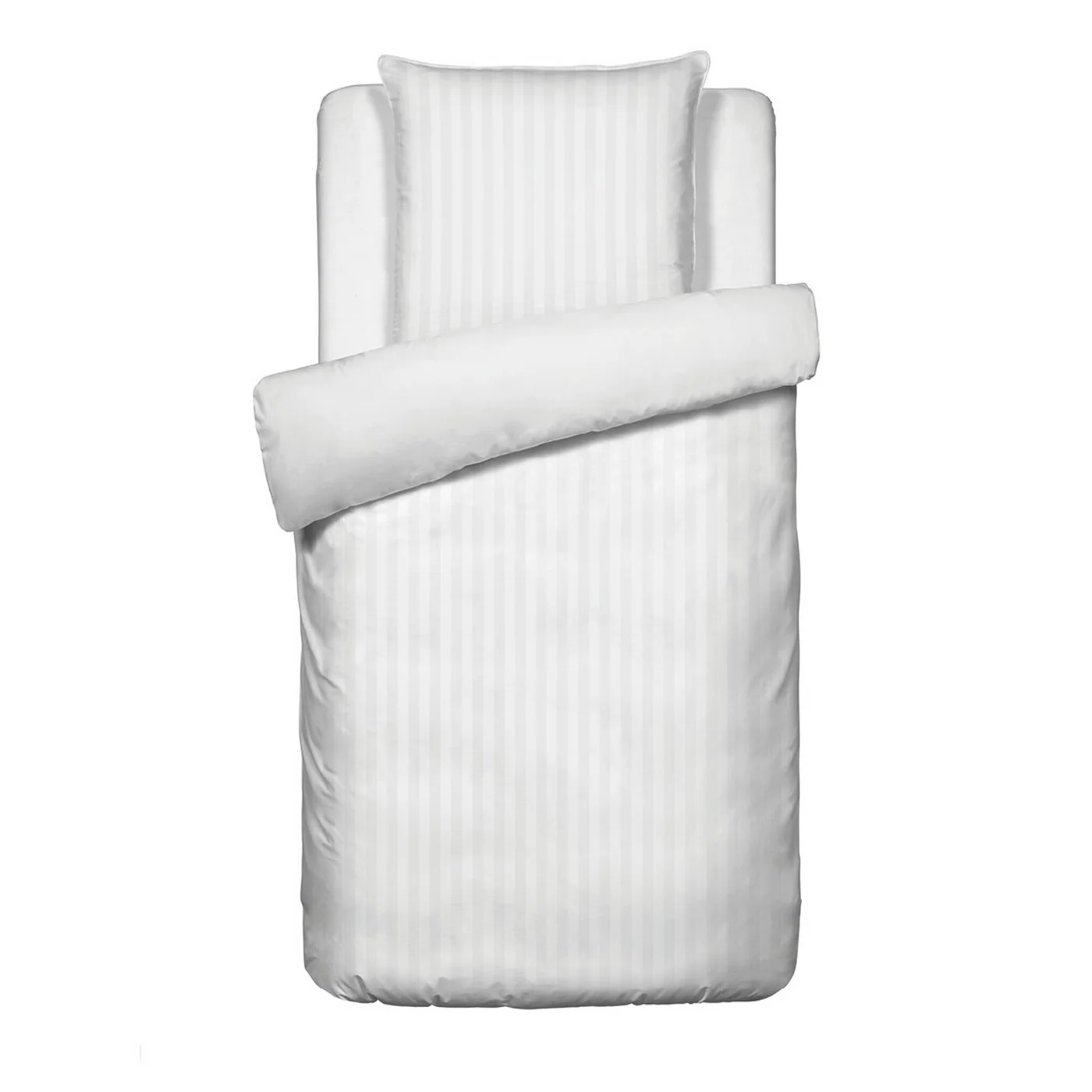 Housse De Couette + Taies D'Oreiller Satin De Coton Rayure Tissé Dobby - Blanc - Dobby Stripe Woven - Image 6