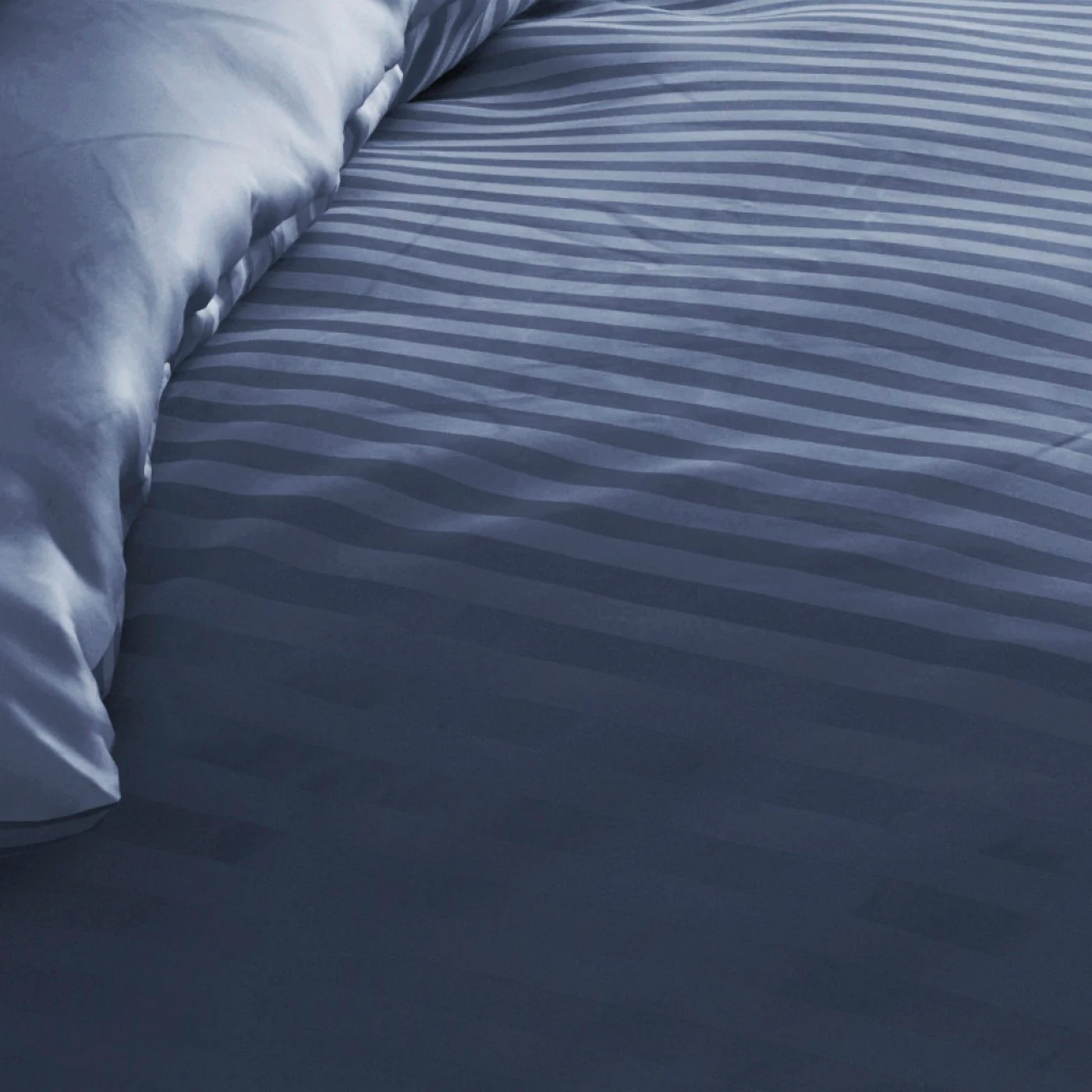 Housse De Couette + Taies D'Oreiller Satin De Coton Rayure Tissé Dobby - Bleu - Dobby Stripe Woven - Image 4