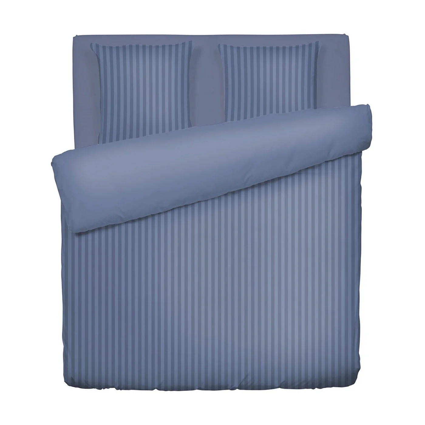 Housse De Couette + Taies D'Oreiller Satin De Coton Rayure Tissé Dobby - Bleu - Dobby Stripe Woven - Image 5