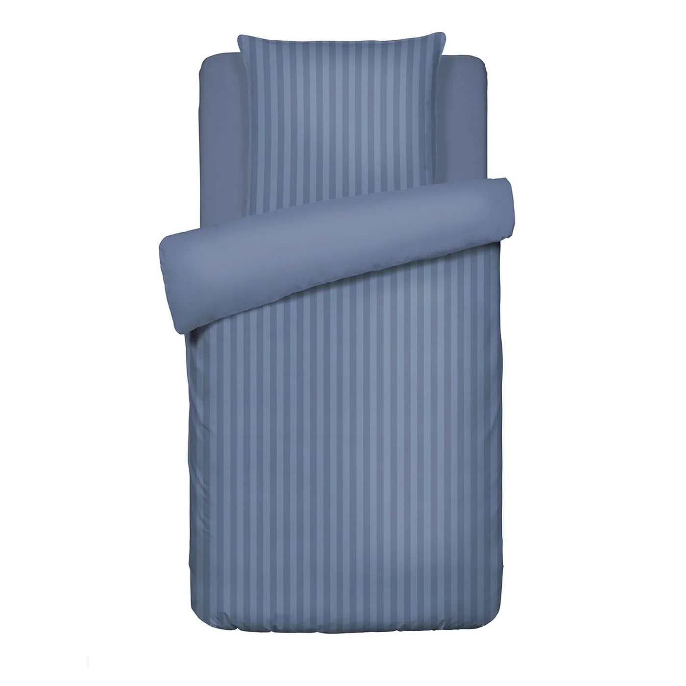 Housse De Couette + Taies D'Oreiller Satin De Coton Rayure Tissé Dobby - Bleu - Dobby Stripe Woven - Image 6