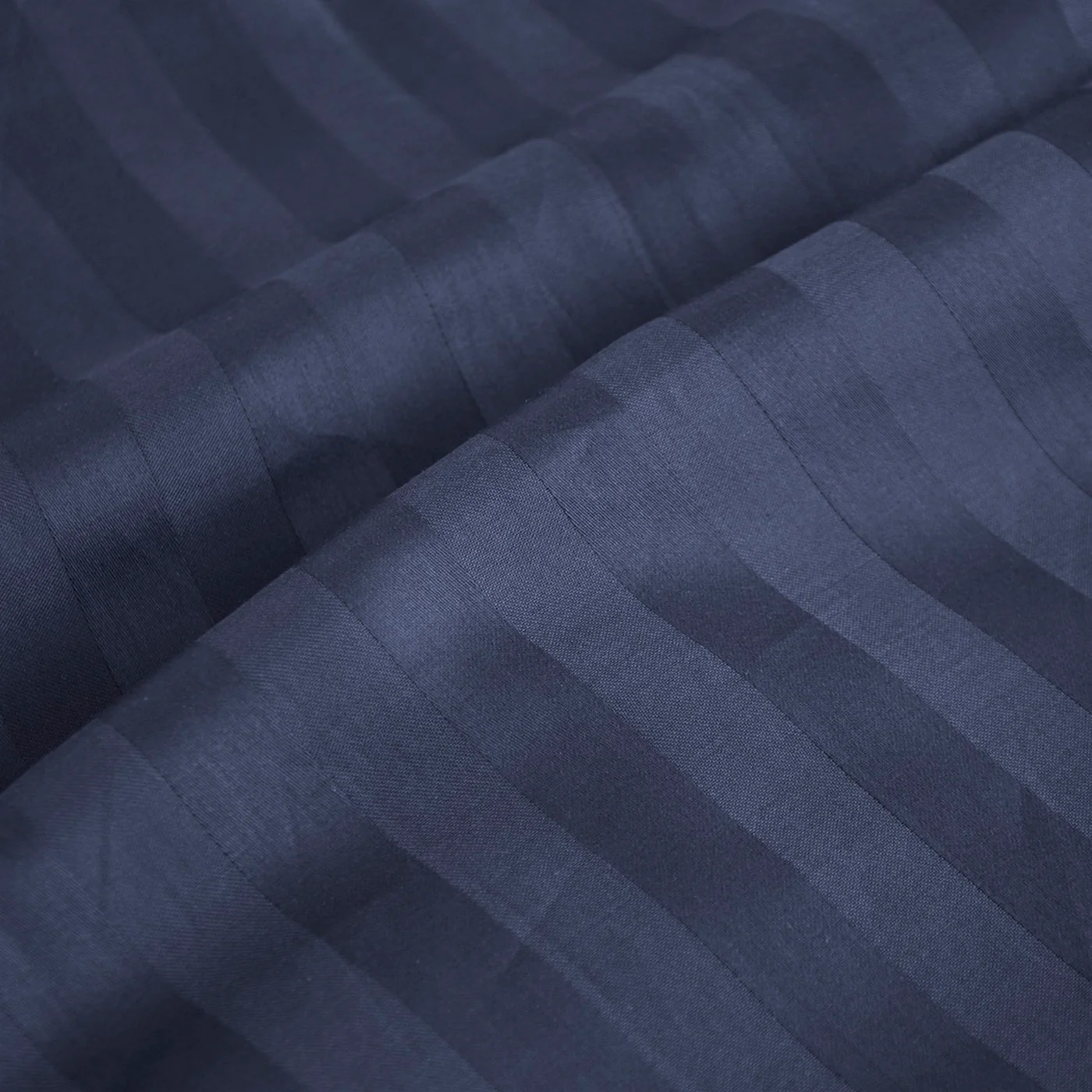Housse De Couette + Taies D'Oreiller Satin De Coton Rayure Tissé Dobby - Bleu Foncé - Dobby Stripe Woven - Image 4