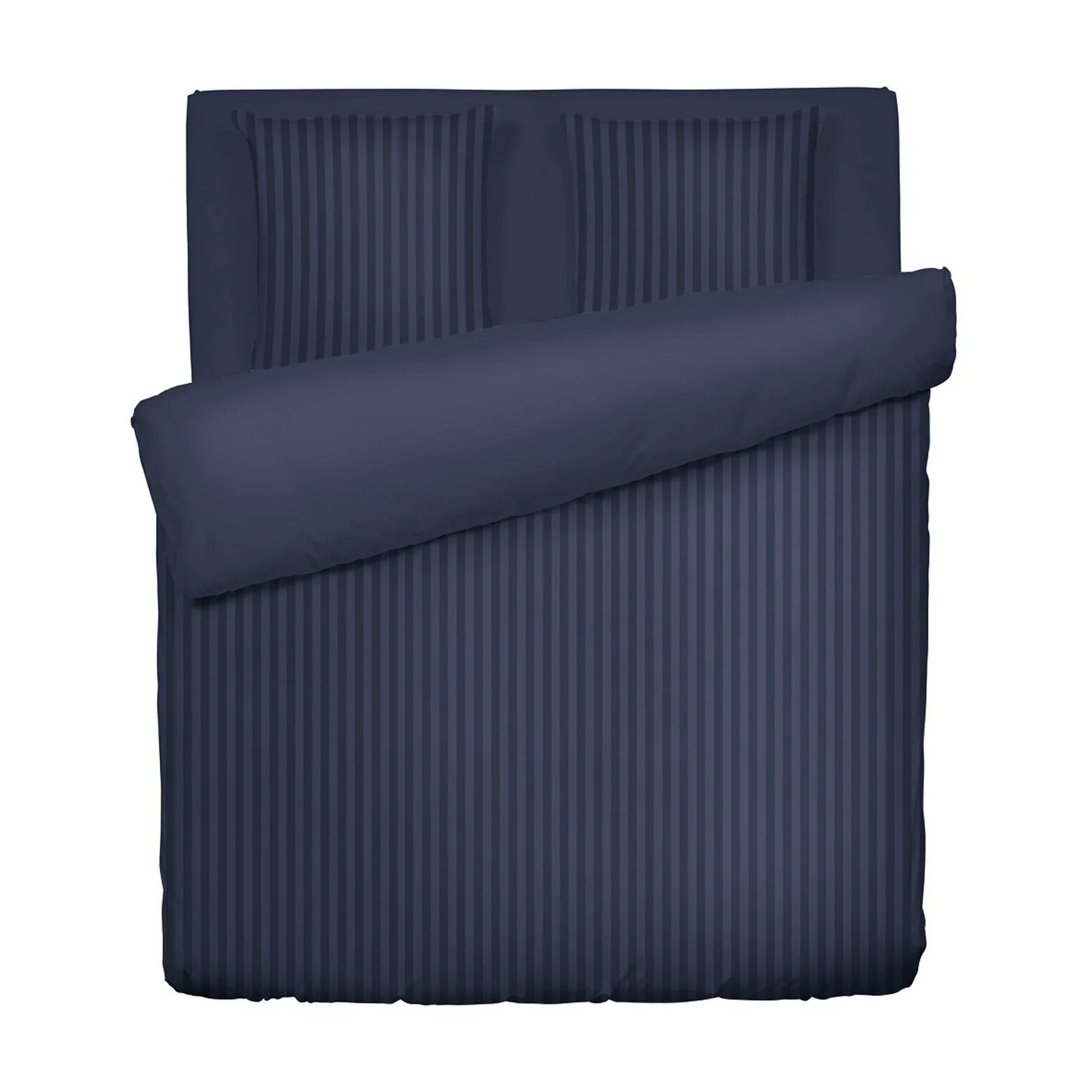 Housse De Couette + Taies D'Oreiller Satin De Coton Rayure Tissé Dobby - Bleu Foncé - Dobby Stripe Woven - Image 5