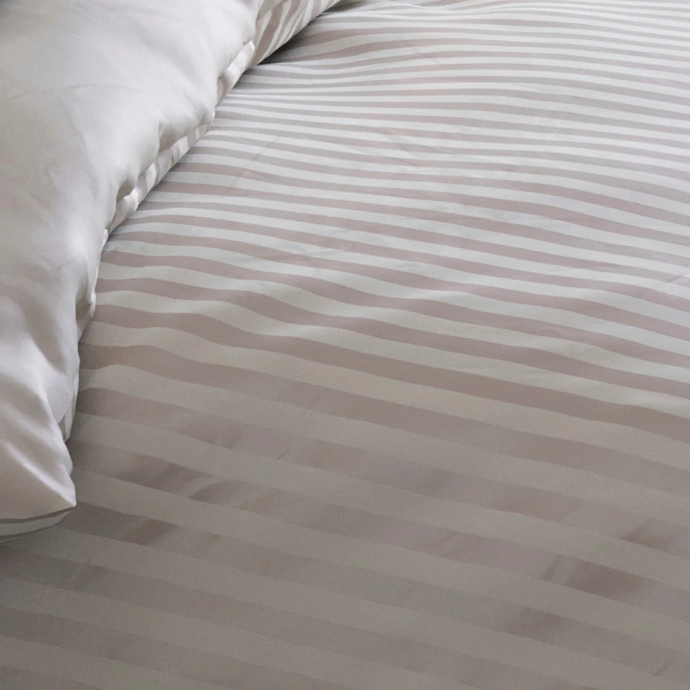 Housse De Couette + Taies D'Oreiller Satin De Coton Rayure Tissé Dobby - Taupe - Dobby Stripe Woven - Image 4