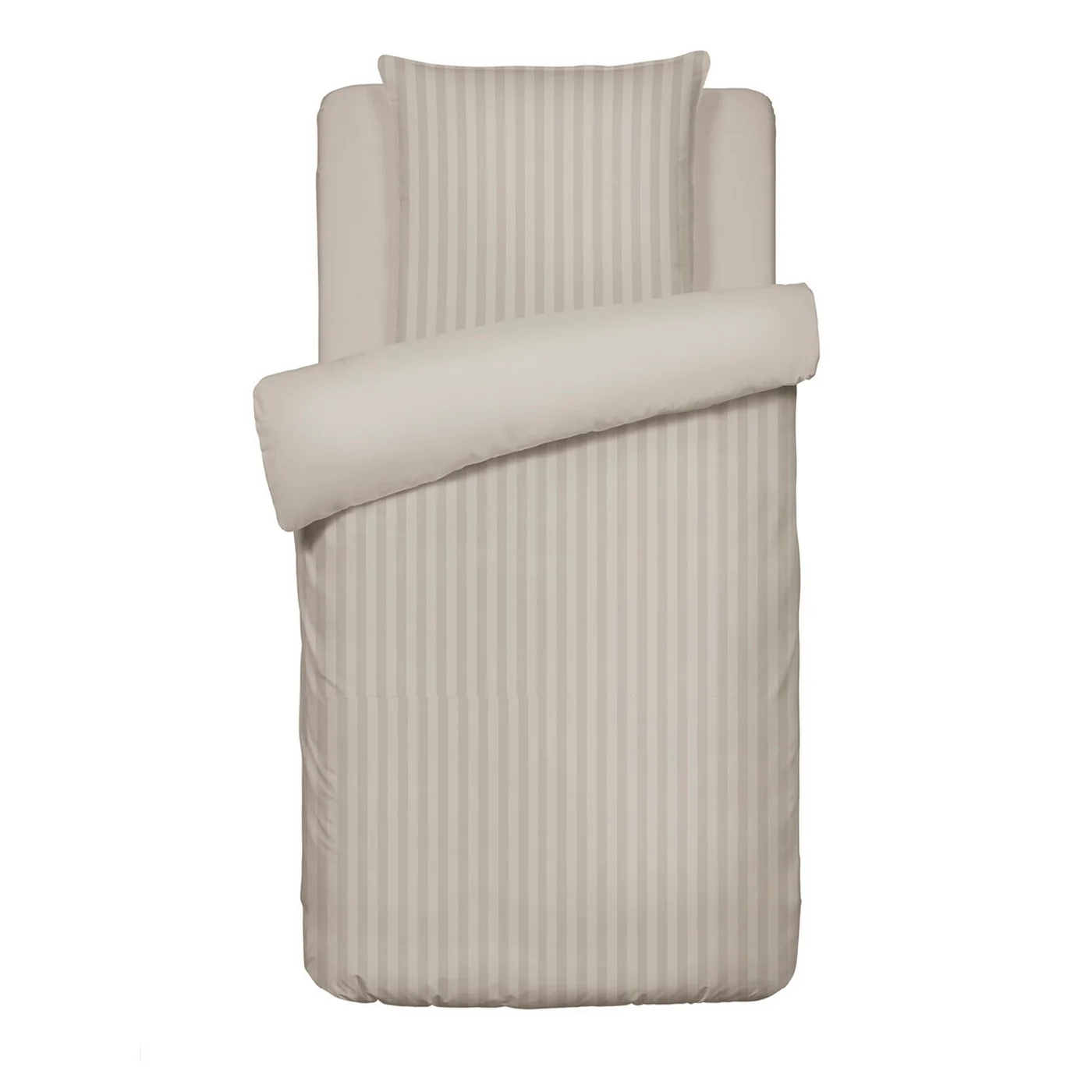 Housse De Couette + Taies D'Oreiller Satin De Coton Rayure Tissé Dobby - Taupe - Dobby Stripe Woven - Image 5