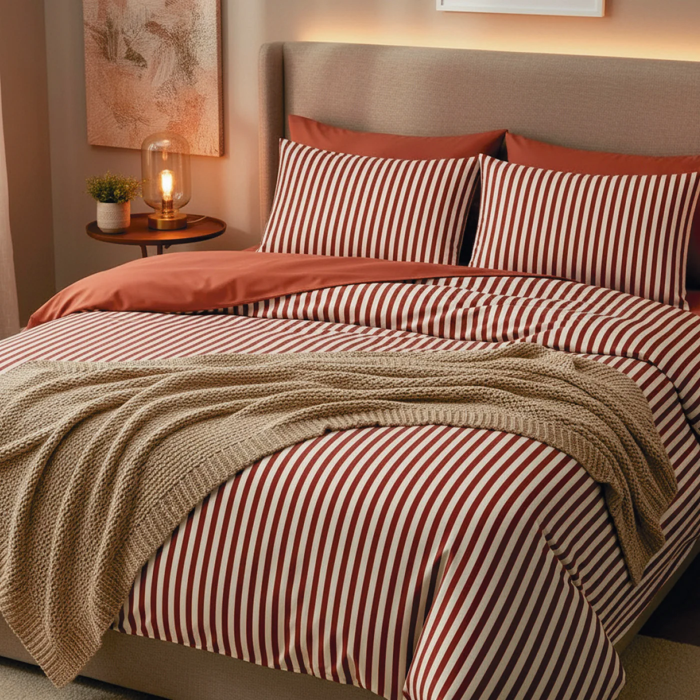 Housse De Couette + Taies D'Oreiller Satin De Coton - Rouge - Ysaline - Image 4