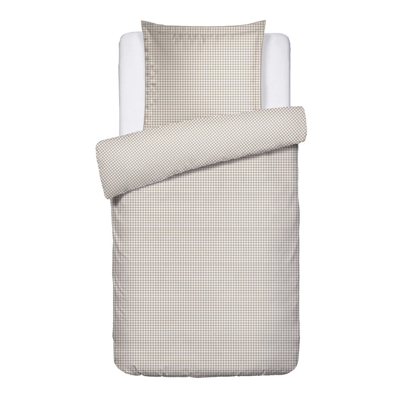 Housse De Couette + Taies D'Oreiller Satin De Coton - Taupe - Crochet Graphique - Image 6