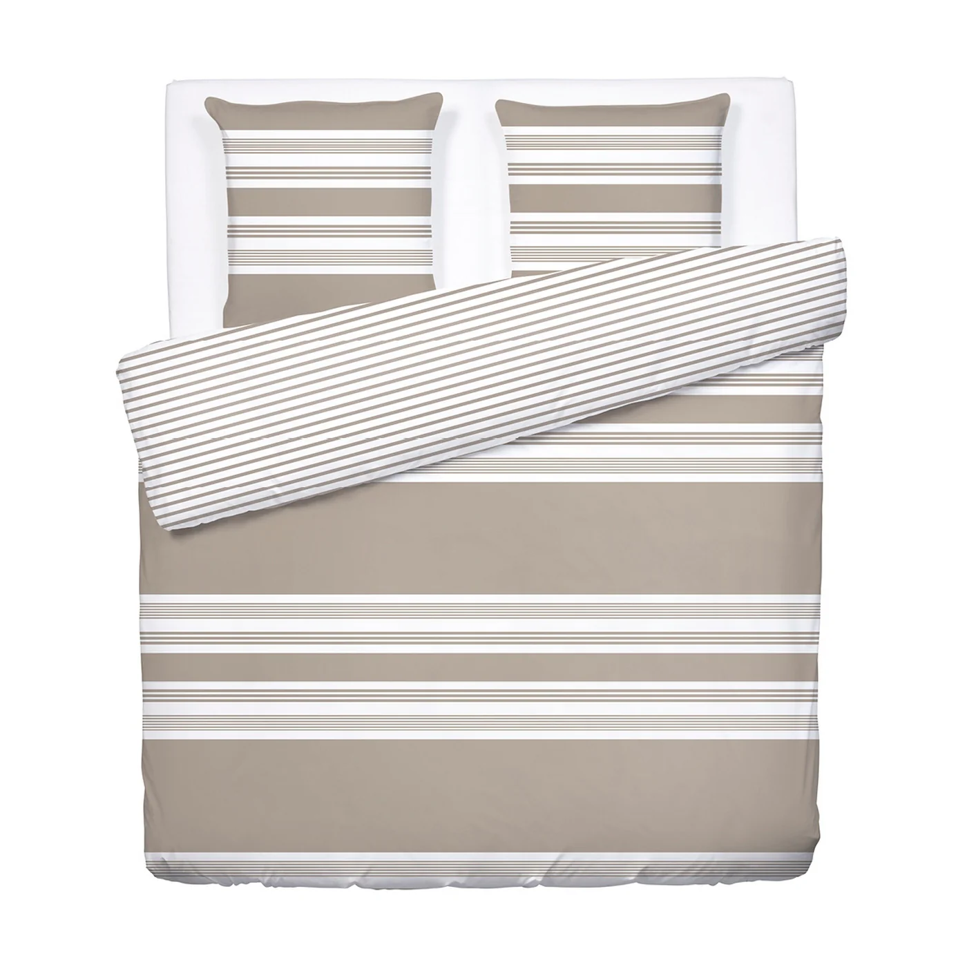Housse De Couette + Taies D'Oreiller Satin De Coton - Taupe - Léna - Image 5