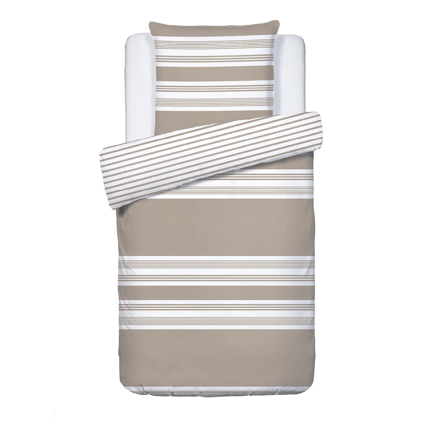 Housse De Couette + Taies D'Oreiller Satin De Coton - Taupe - Léna - Image 6
