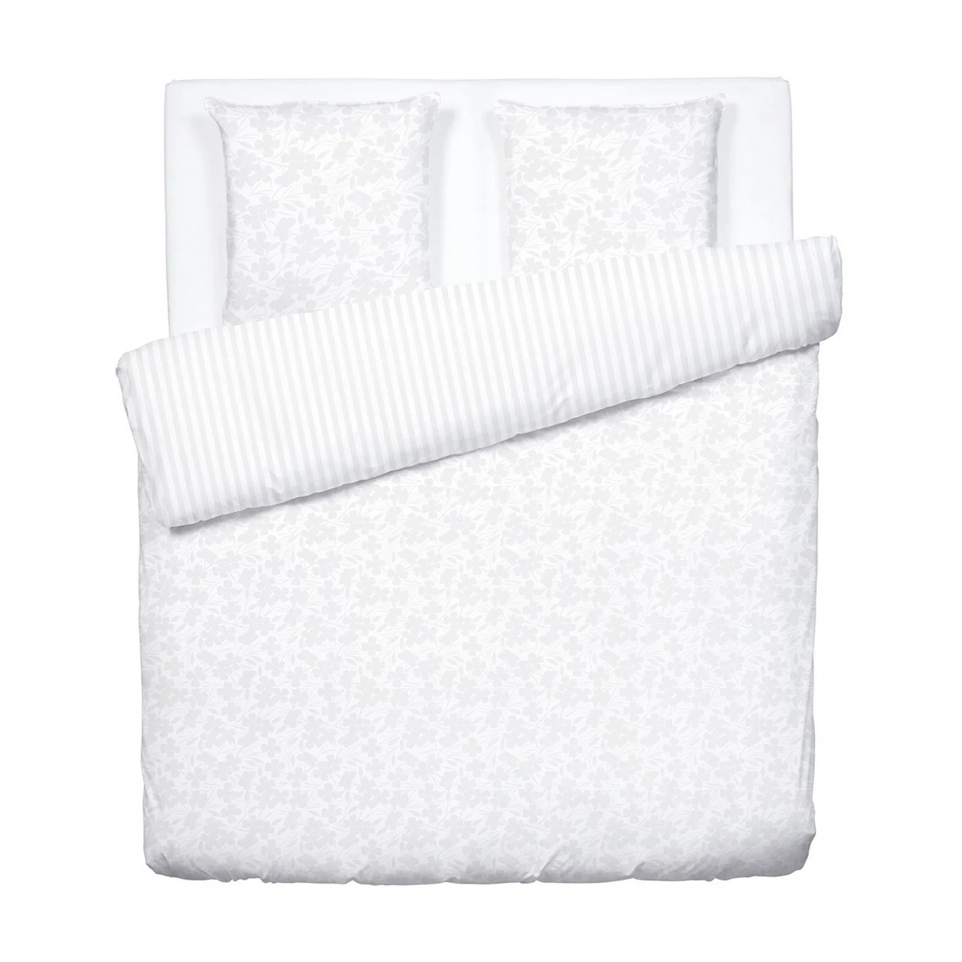 Housse De Couette + Taies D'Oreiller Satin De Coton Tissé Jacquard - Blanc - Petit Chêne - Image 6