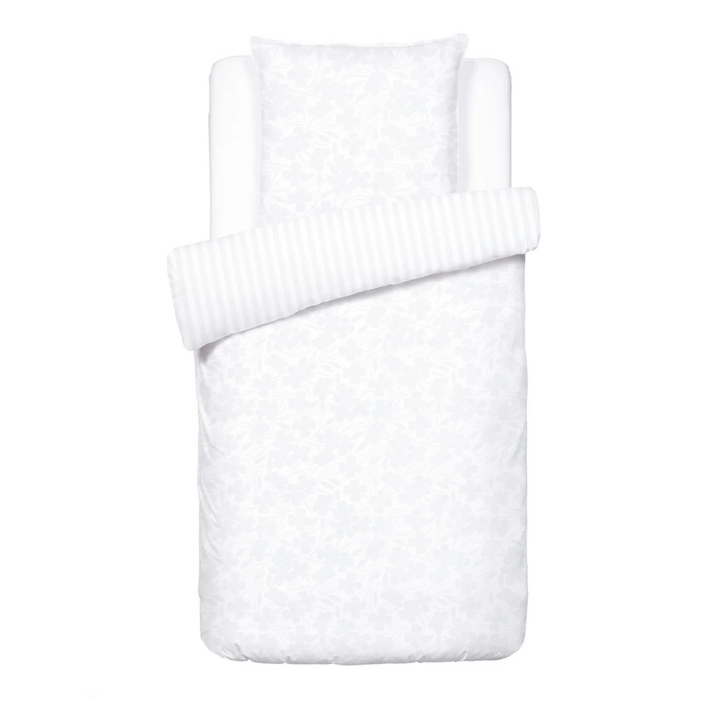 Housse De Couette + Taies D'Oreiller Satin De Coton Tissé Jacquard - Blanc - Petit Chêne - Image 7