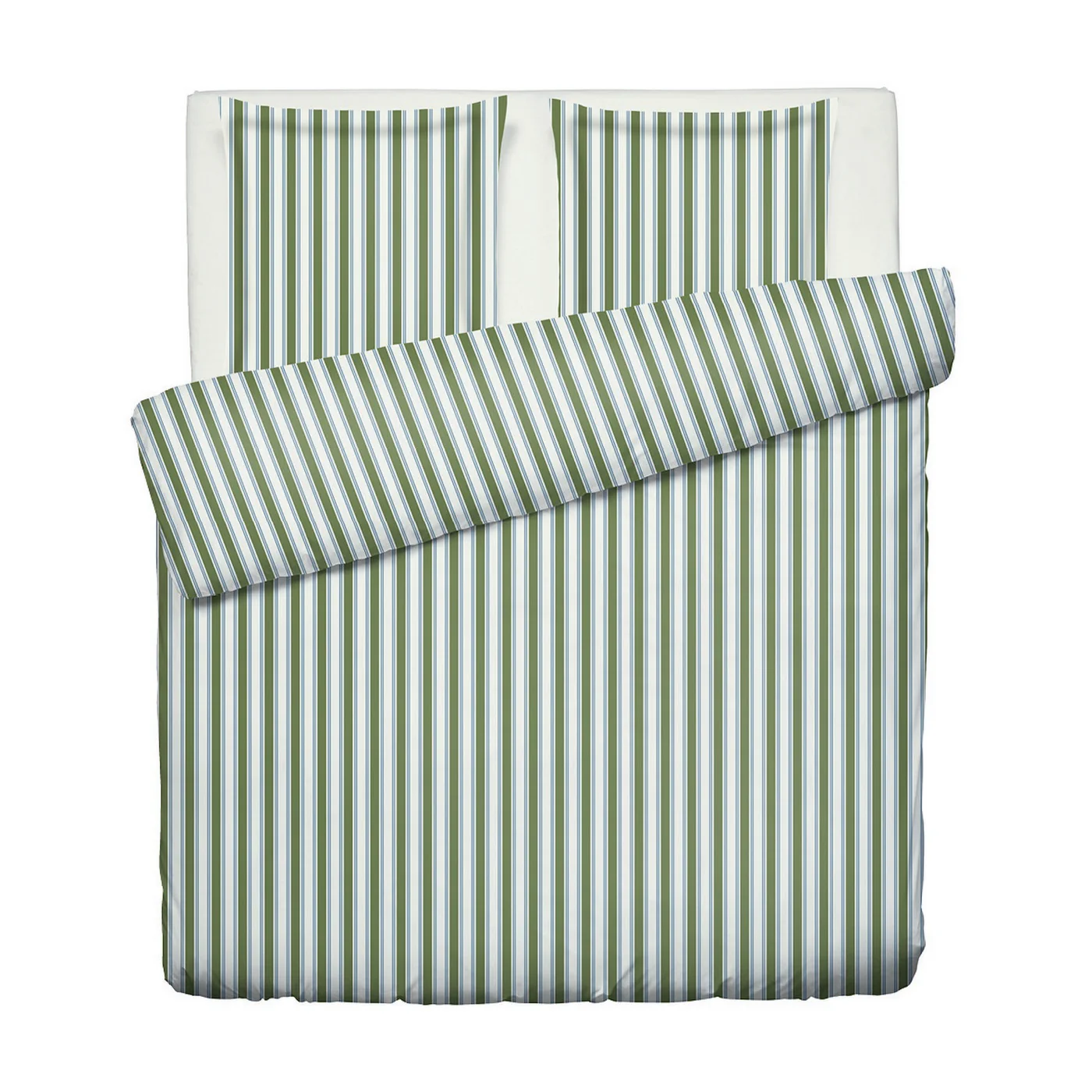 Housse De Couette + Taies D'Oreiller Satin De Coton - Vert / Bleu - Lorine - Image 5
