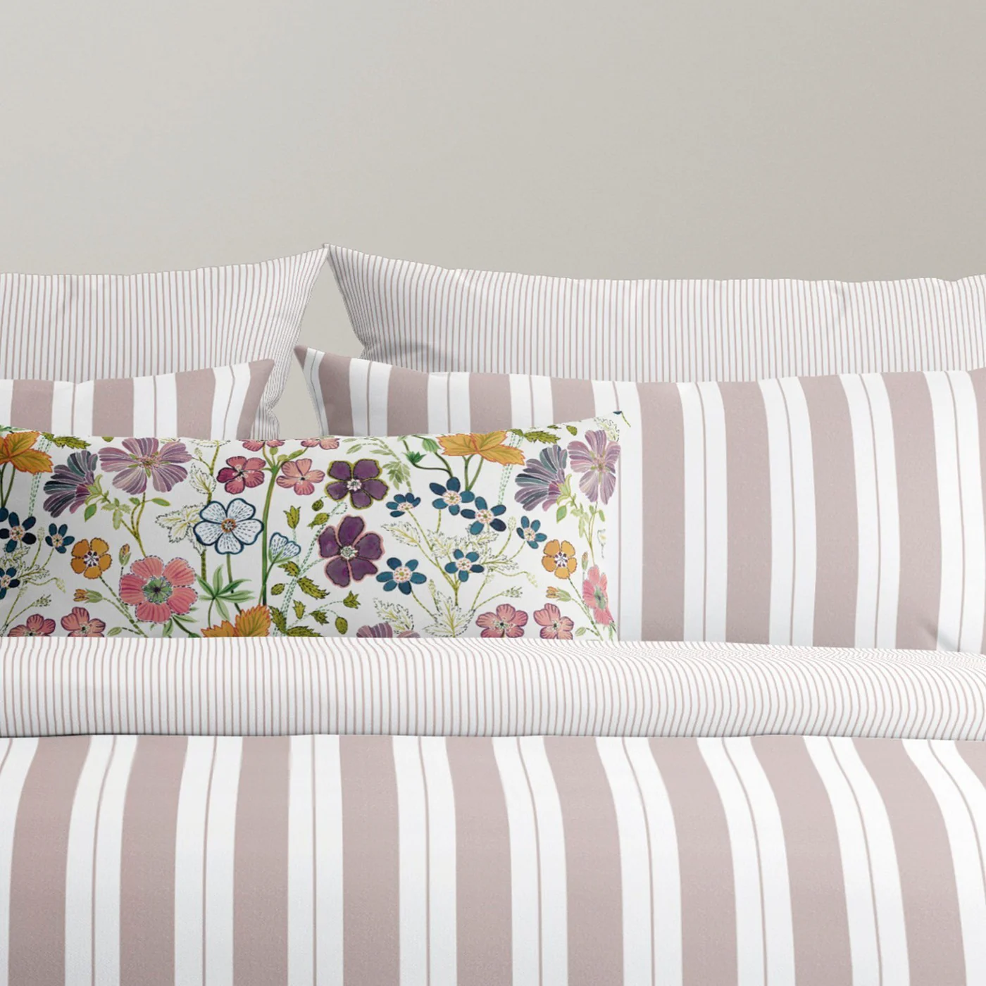 Housse De Couette + Taies D'Oreiller Satin De Coton - Vieux Rose - Noémie - Image 4
